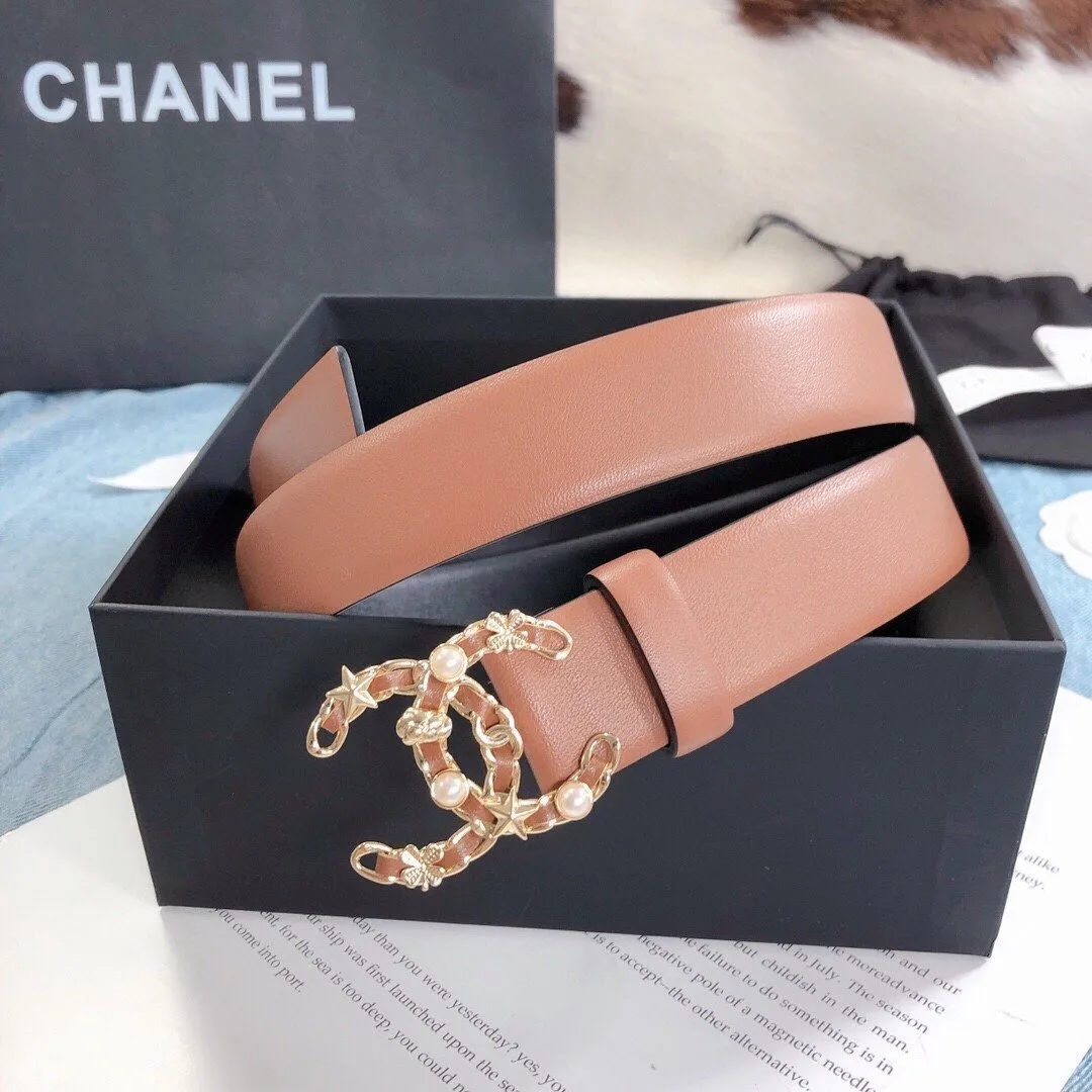 Chanel Belt With Double C Buckle Light Orange Gold Toned Hardware Women - Image 2