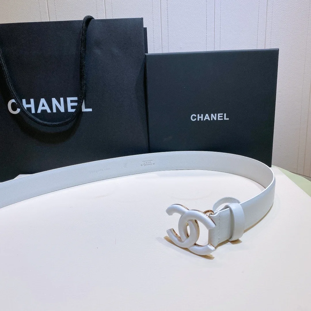 Chanel Belt With Double C Buckle White White-Toned Hardware Women - Image 3