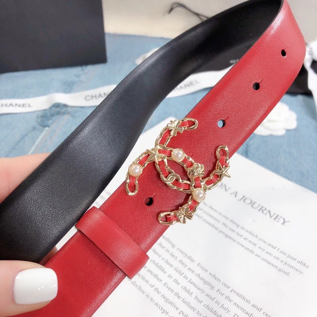 Chanel Belt With Double C Buckle Red Gold Toned Hardware Women - Image 3