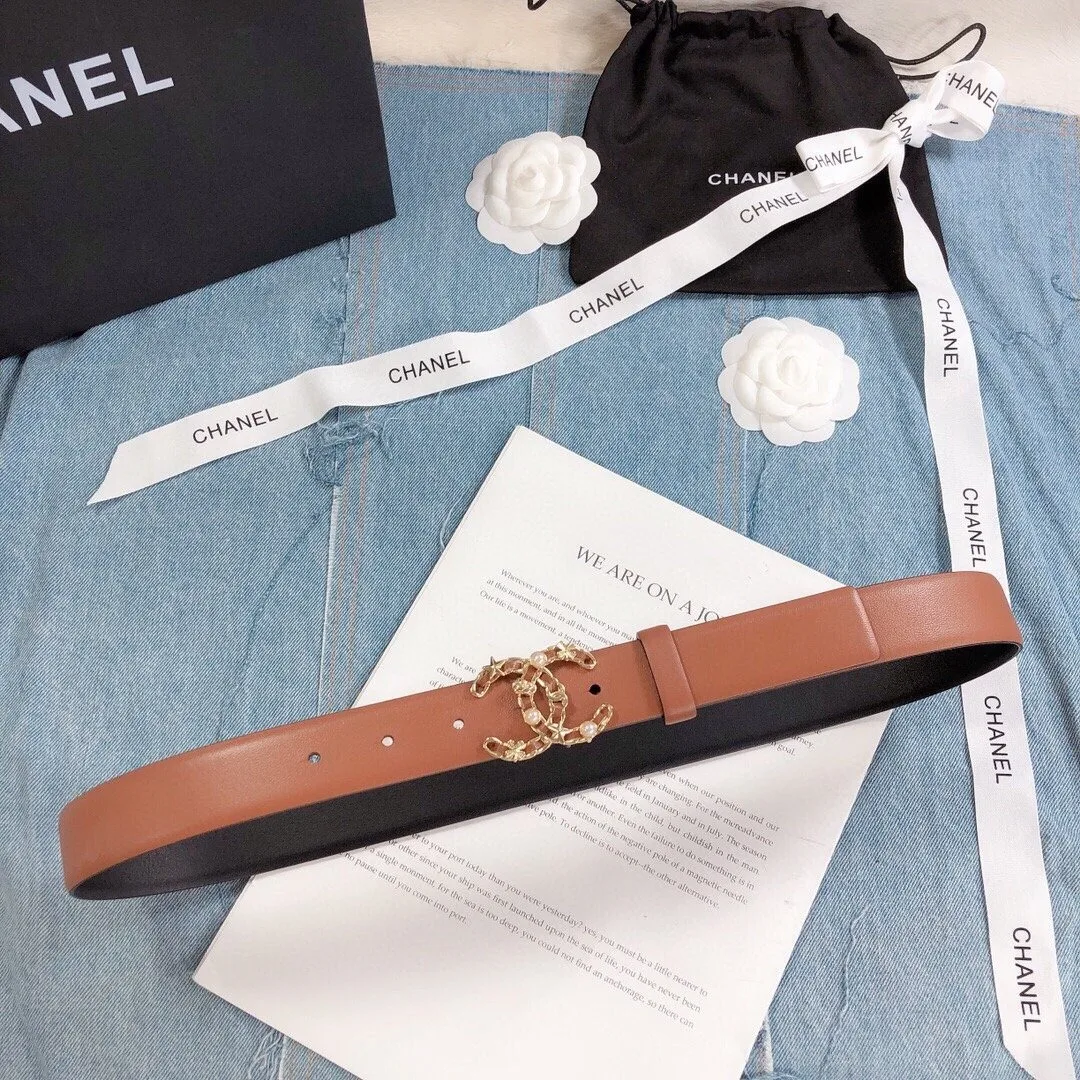 Chanel Belt With Double C Buckle Light Orange Gold Toned Hardware Women - Image 5