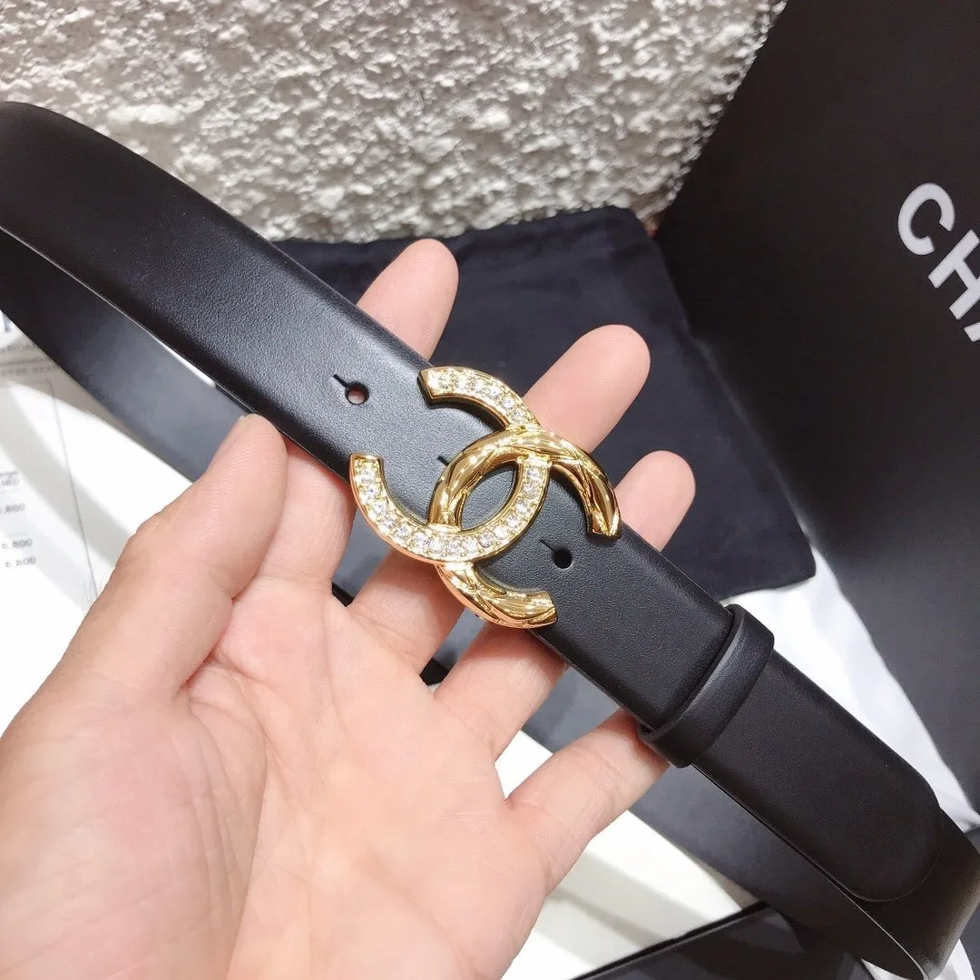 Alternative view of Chanel Belt With Double C Buckle Black With Gold Toned Hardware Women