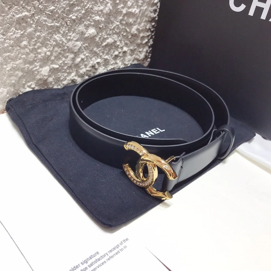 Chanel Belt With Double C Buckle Black With Gold Toned Hardware Women - Image 3