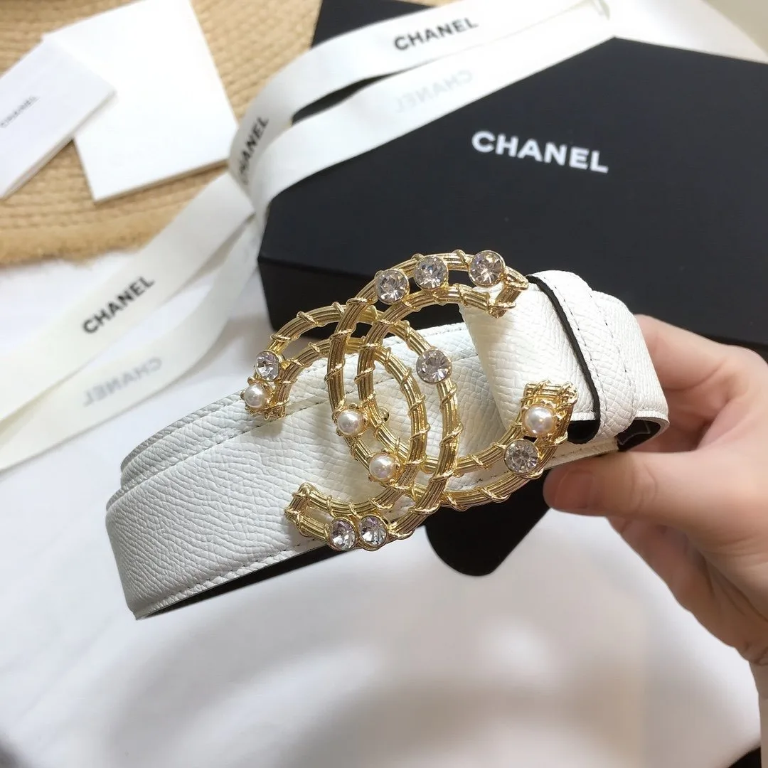 Alternative view of Chanel Belt With Double C Buckle White Gold Chanel Logo Hardware Women