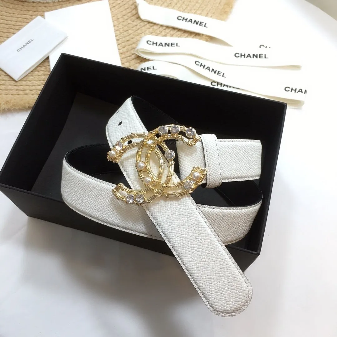 Chanel Belt With Double C Buckle White Gold Chanel Logo Hardware Women - Image 3