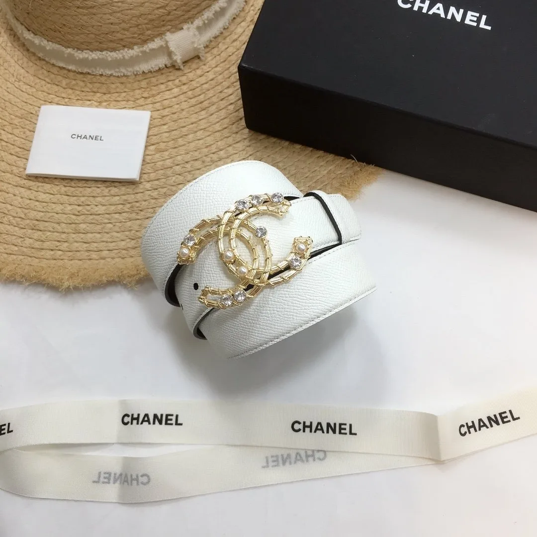Chanel Belt With Double C Buckle White Gold Chanel Logo Hardware Women - Image 4