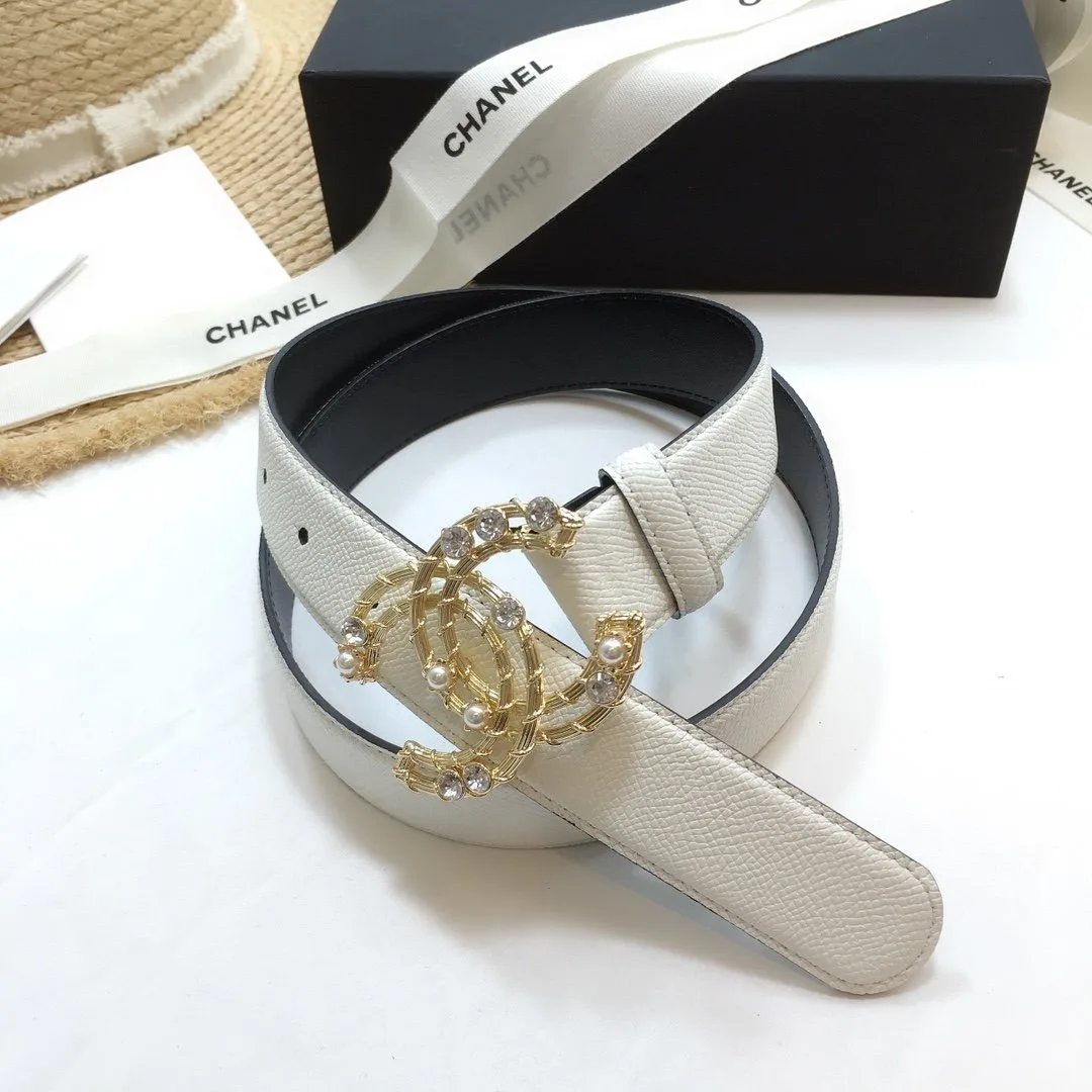 Chanel Belt With Double C Buckle White Gold Chanel Logo Hardware Women - Image 5