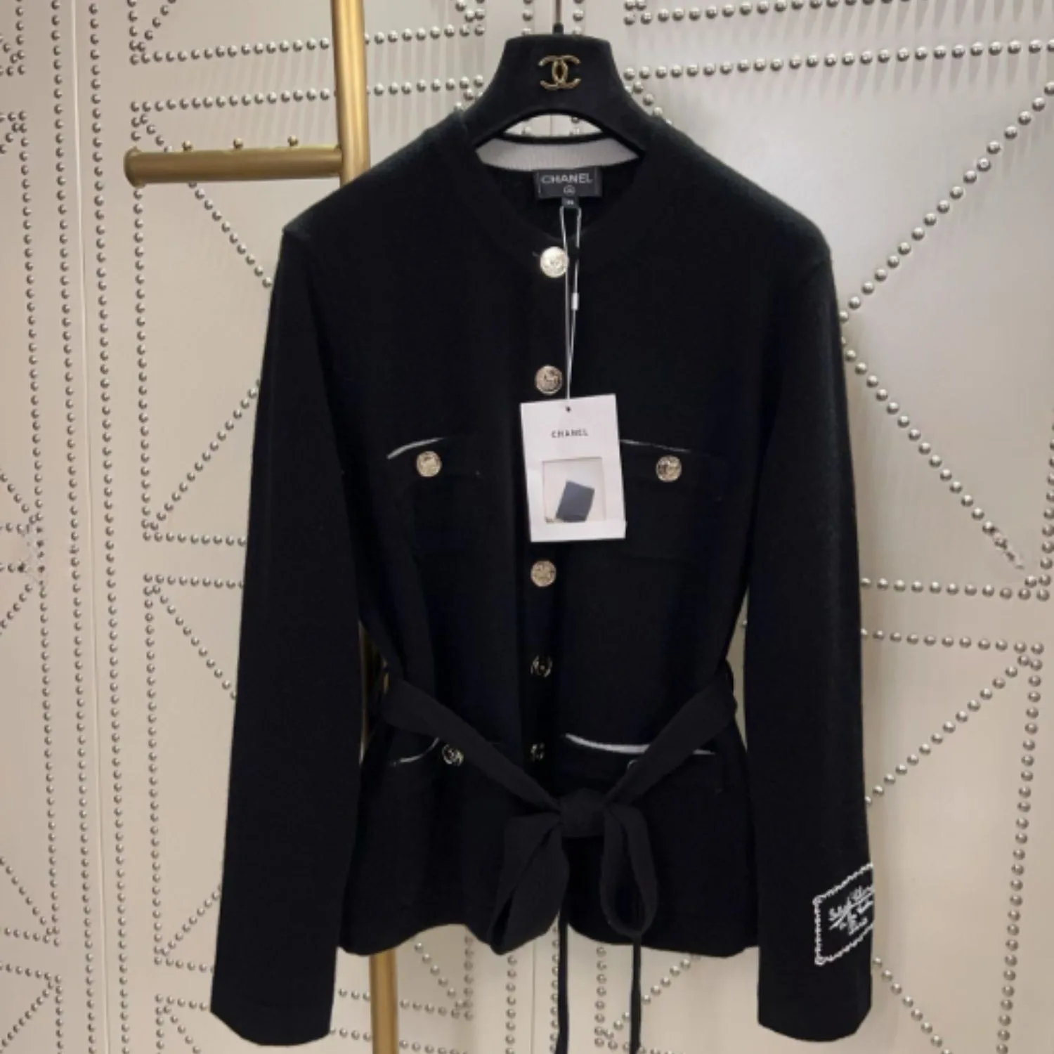Alternative view of Chanel Belted Jacket With Buttons Black