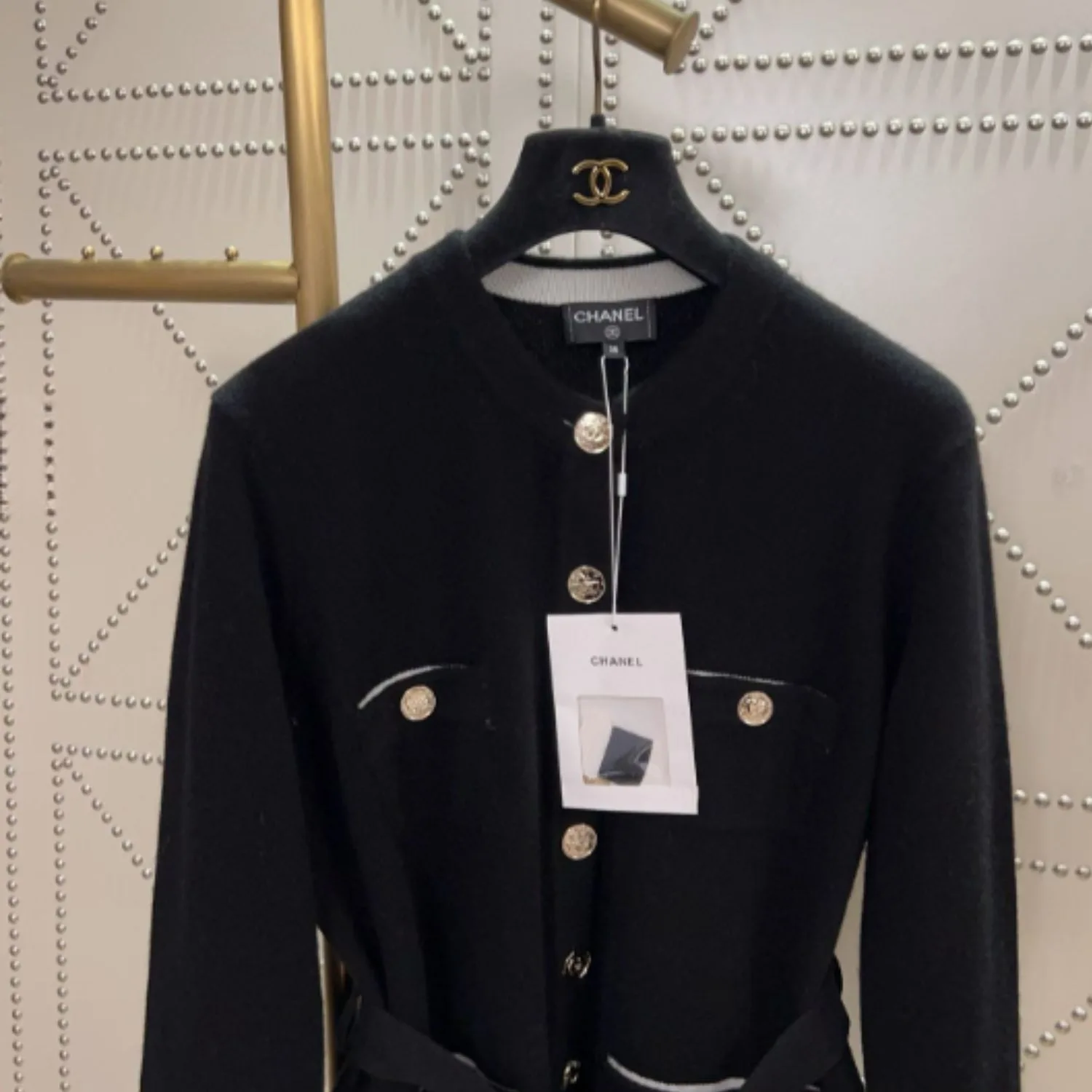 Chanel Belted Jacket With Buttons Black - Image 3