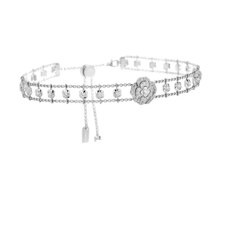 Chanel Bouton De Camelia Choker White Gold - Image 3