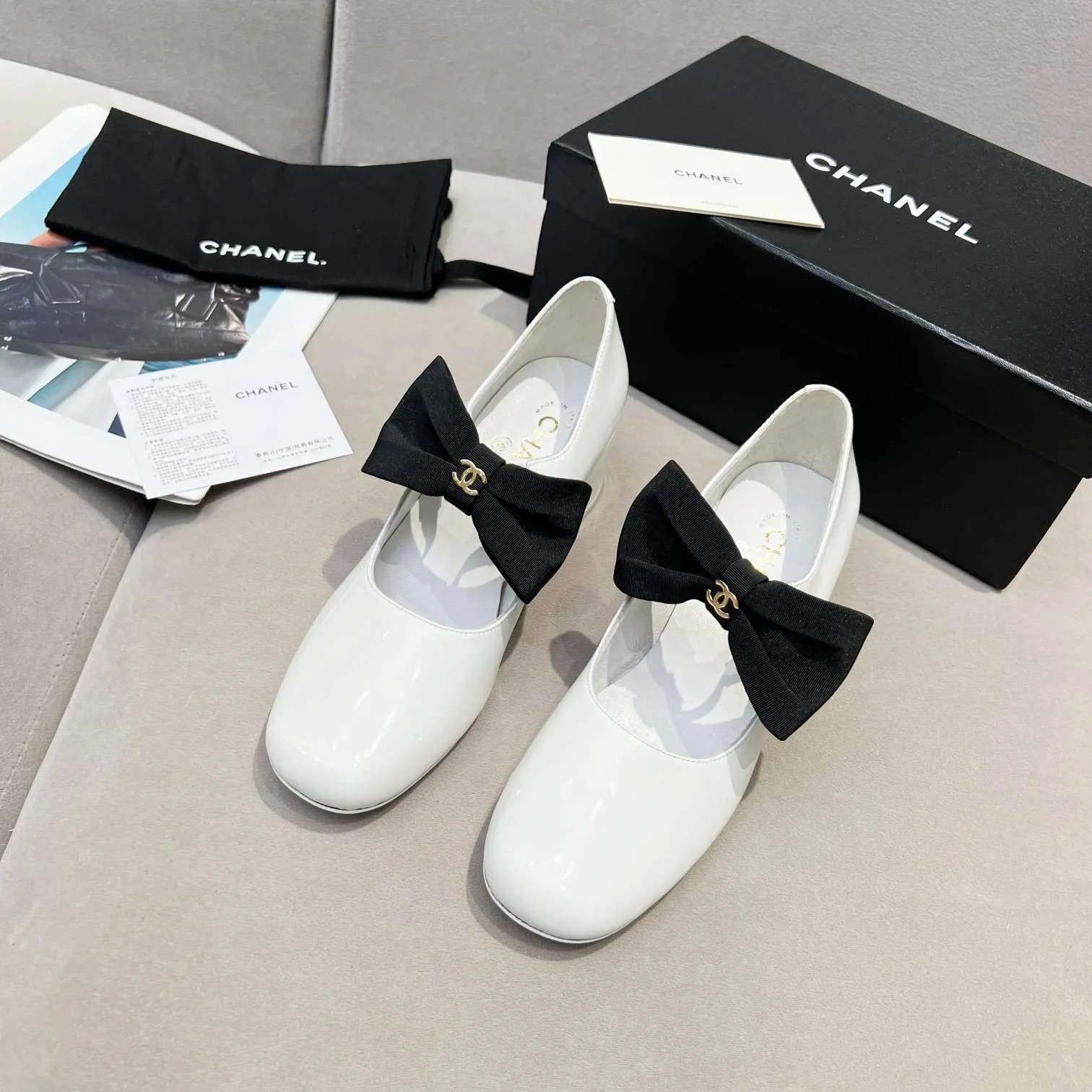Chanel Bow Mary Jane White - Image 7