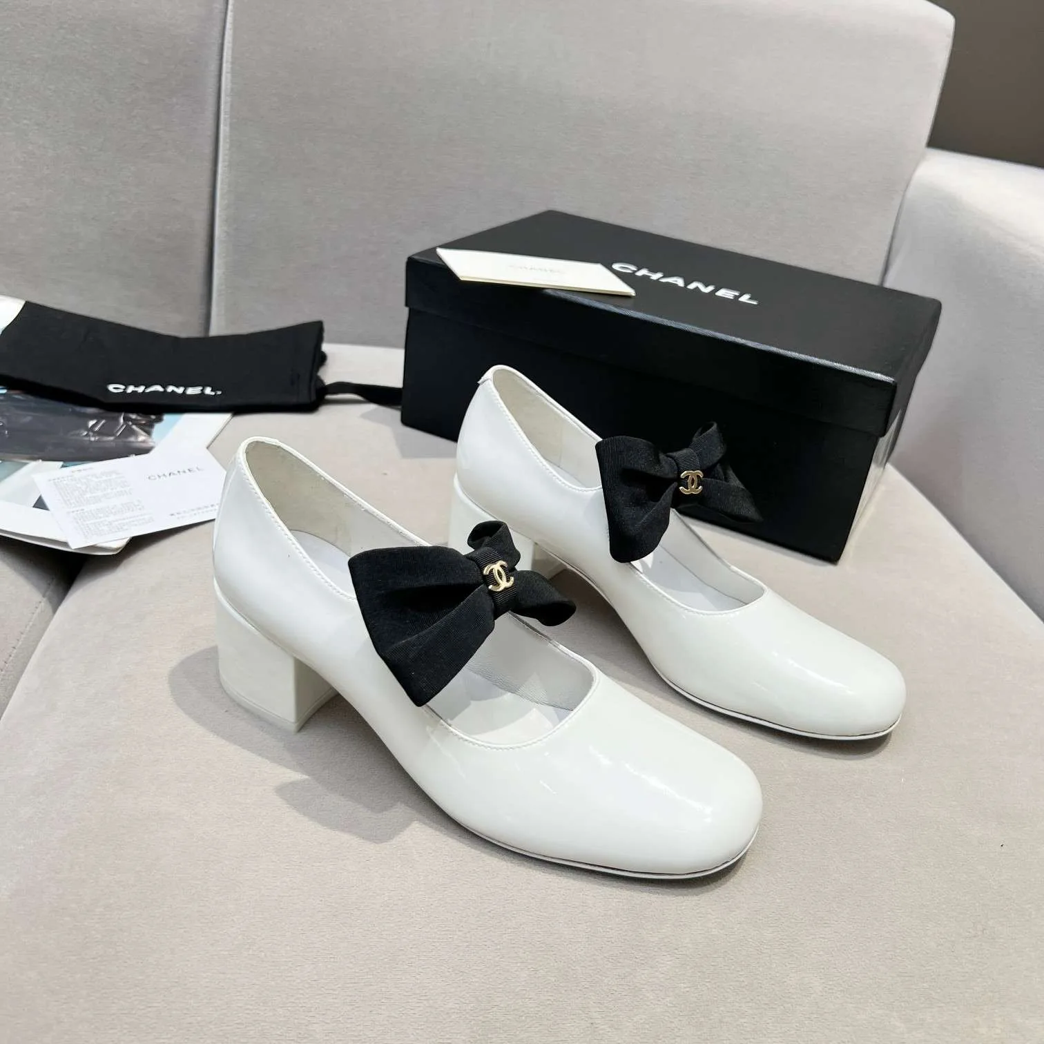Chanel Bow Mary Jane White - Image 4