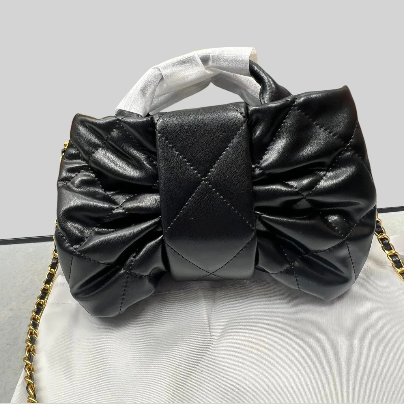 Chanel Bow Mini Top Handle Bag / Black Gold Hardware - Image 5