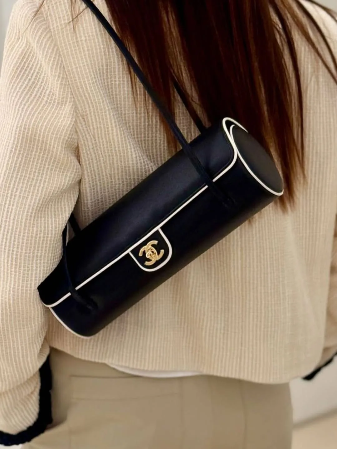 Alternative view of Chanel Bowling Large Shoulder Bag / Black/ White Gold Hardware