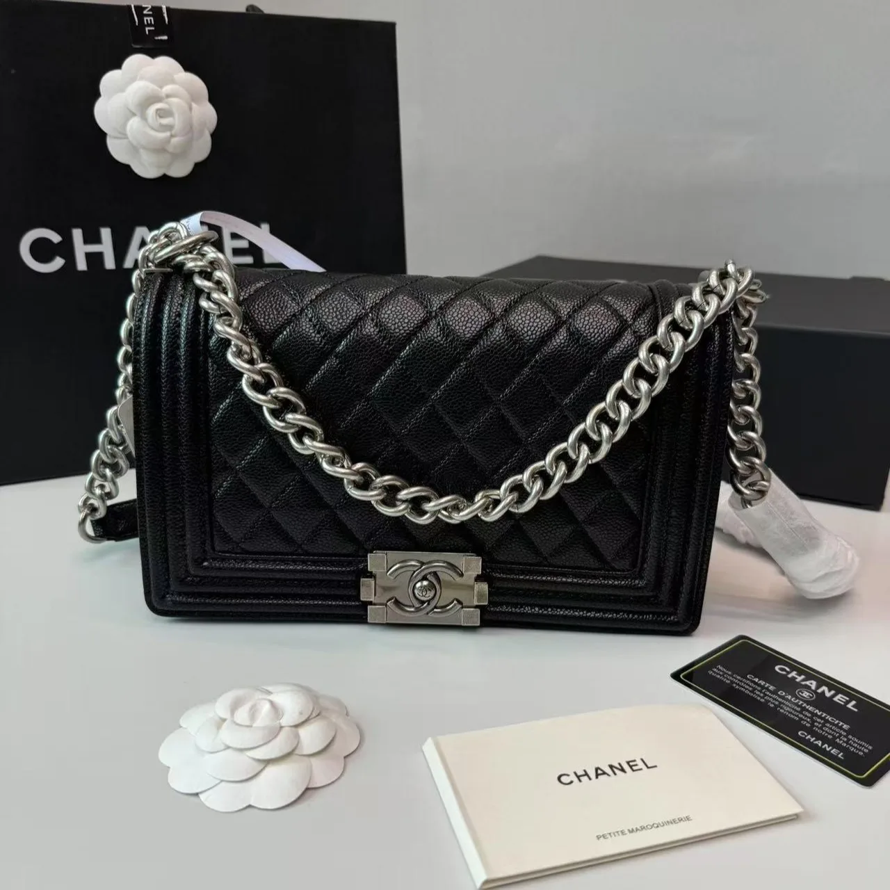 Chanel Boy Medium Crossbody Bag / Black Palladium Hardware - Image 3