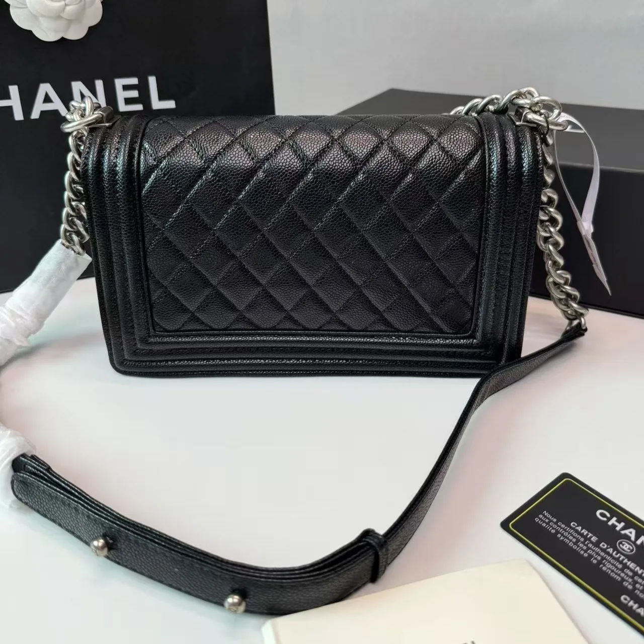 Chanel Boy Medium Crossbody Bag / Black Palladium Hardware - Image 4