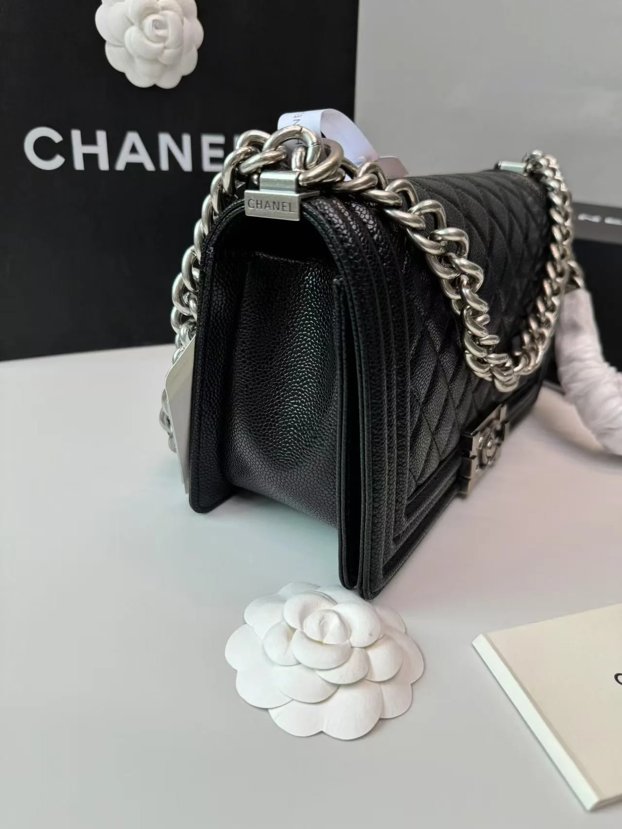 Chanel Boy Medium Crossbody Bag / Black Palladium Hardware - Image 5