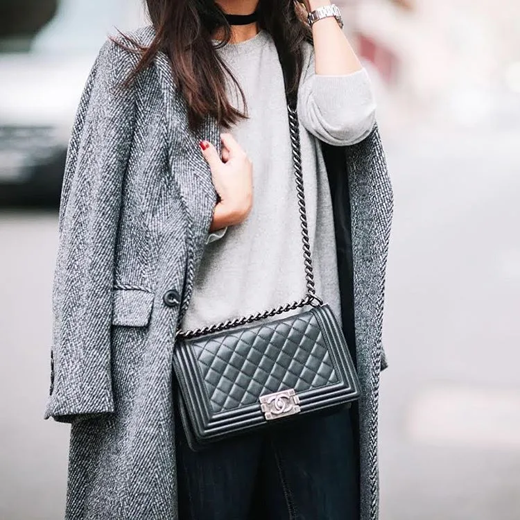 Alternative view of Chanel Boy Medium Crossbody Bag / Black Palladium Hardware