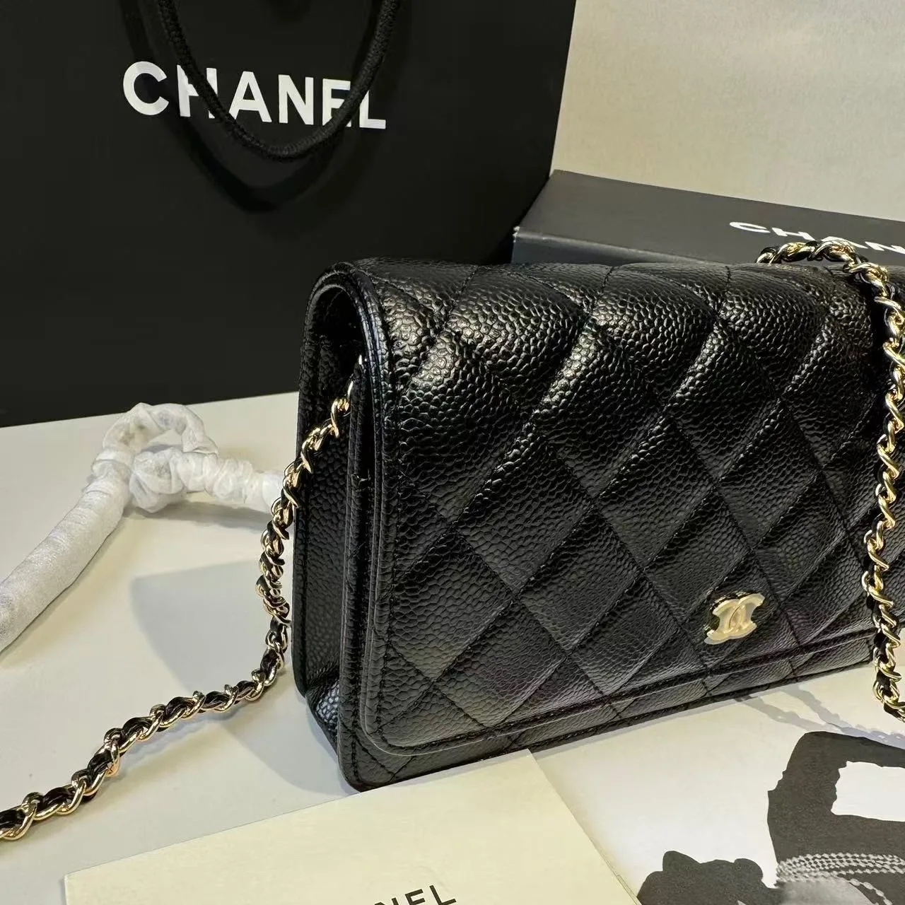 Chanel CO-CO Classic Wallet On Chain / Gold Toned Hardware Black - Image 5