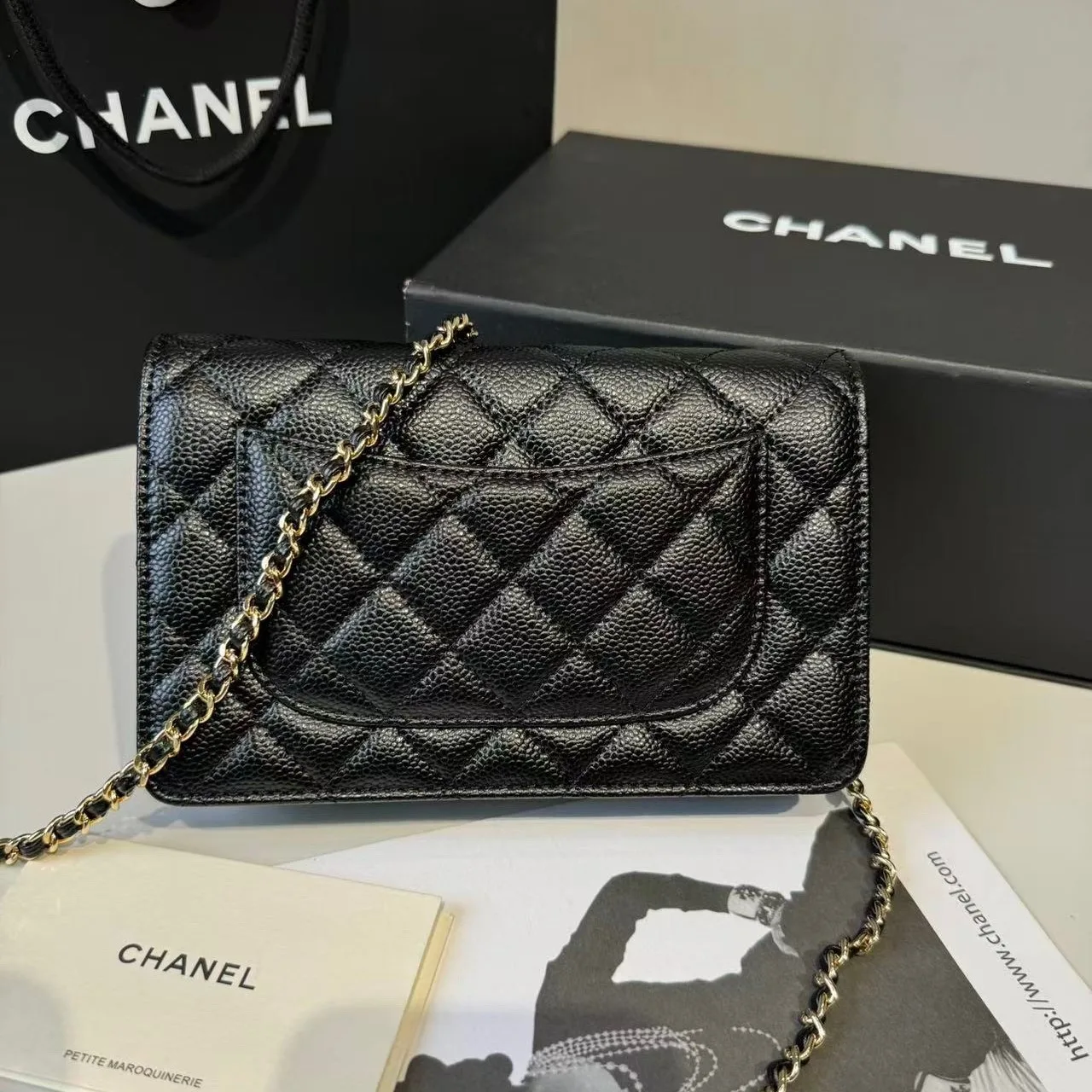Chanel CO-CO Classic Wallet On Chain / Gold Toned Hardware Black - Image 6