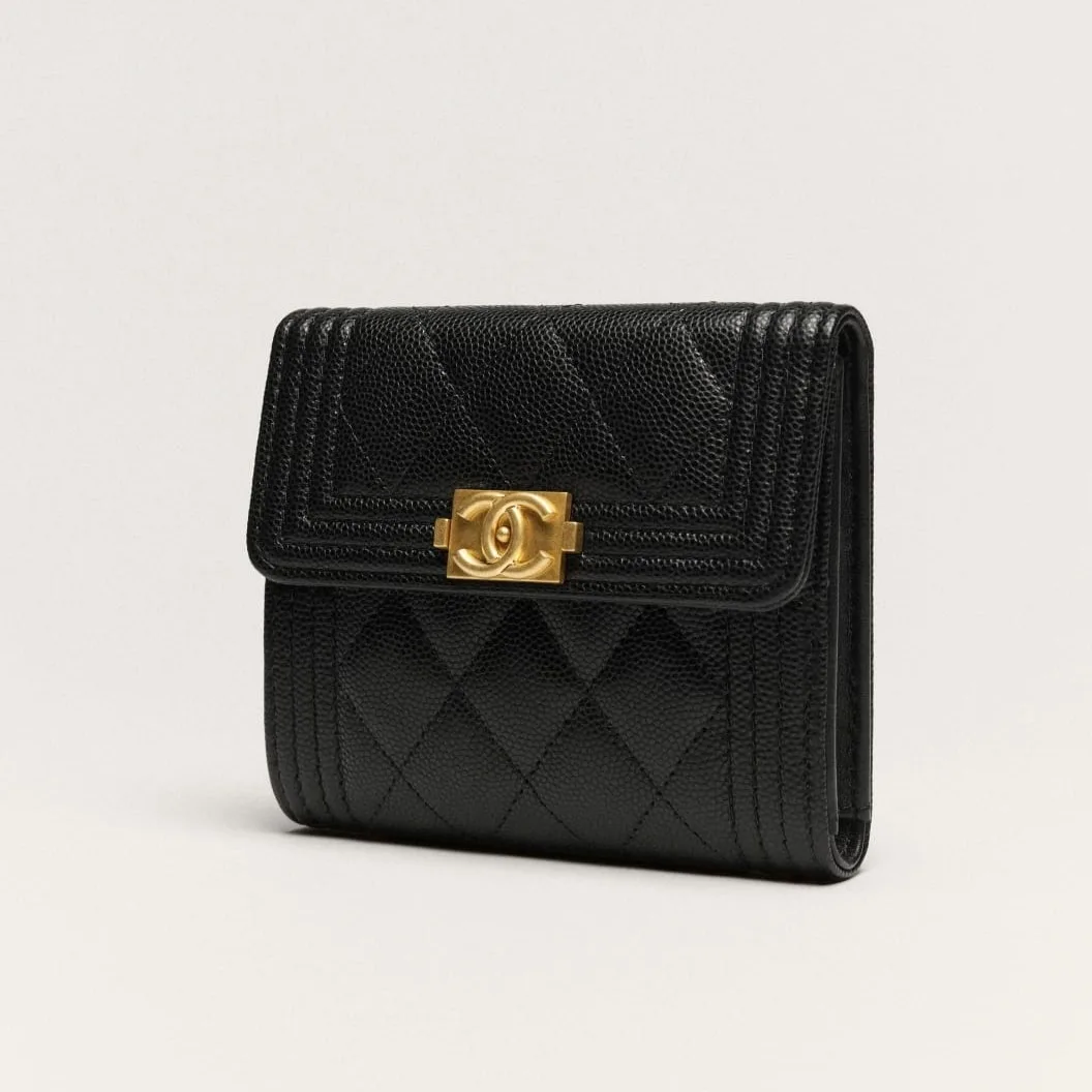 Chanel Boy Flap Wallet / Black Gold Hardware - Image 3