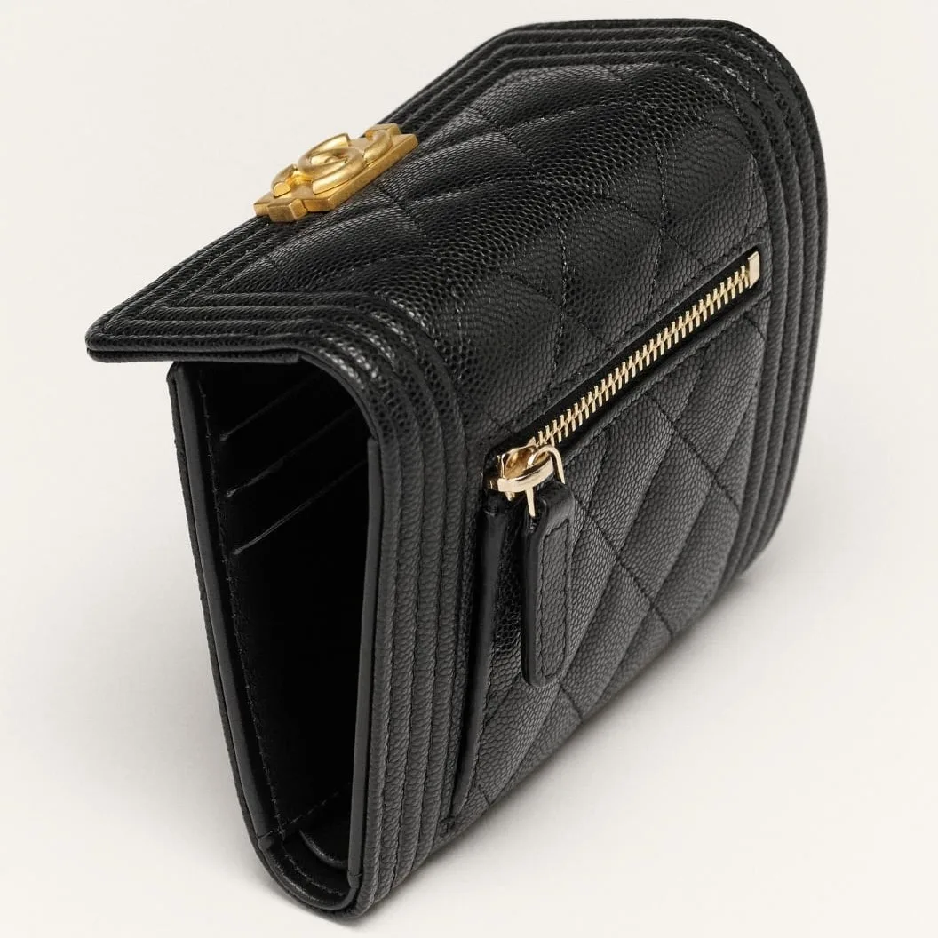 Alternative view of Chanel Boy Flap Wallet / Black Gold Hardware