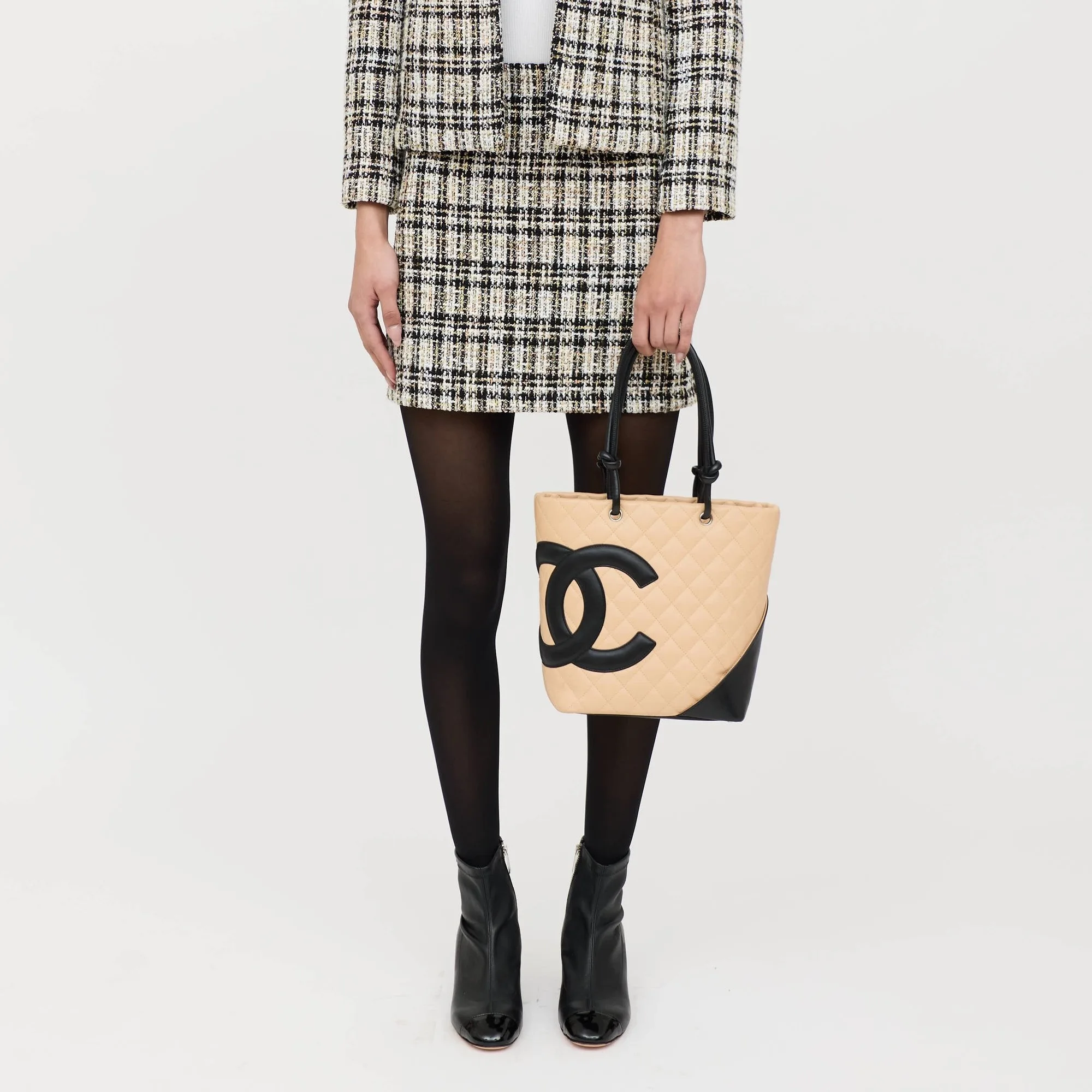 Alternative view of Chanel Cambon Ligne Medium Tote Bag / Beige/ Black Silver Hardware