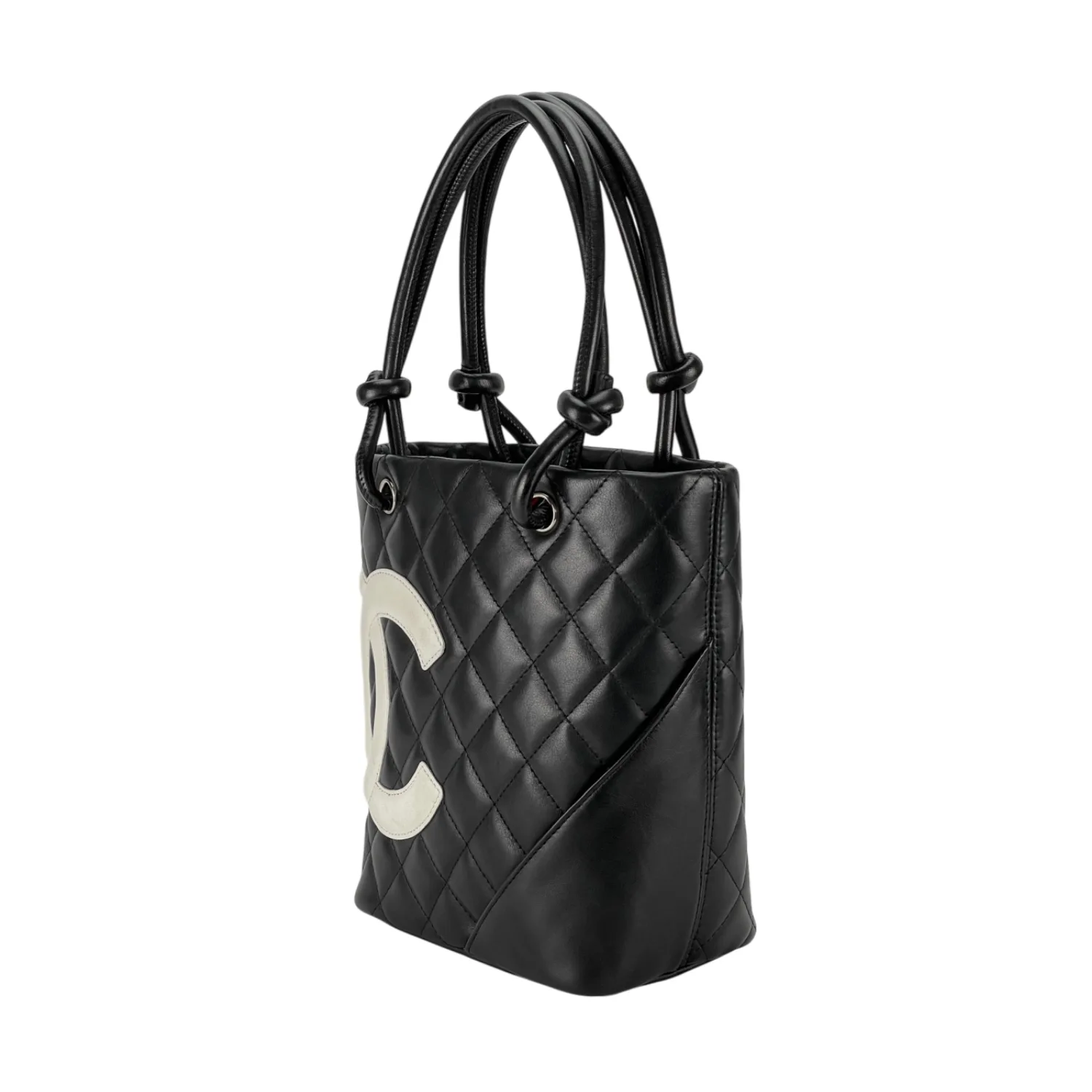 Chanel Cambon Ligne Small Bucket Bag / Black/ White Silver Hardware - Image 4