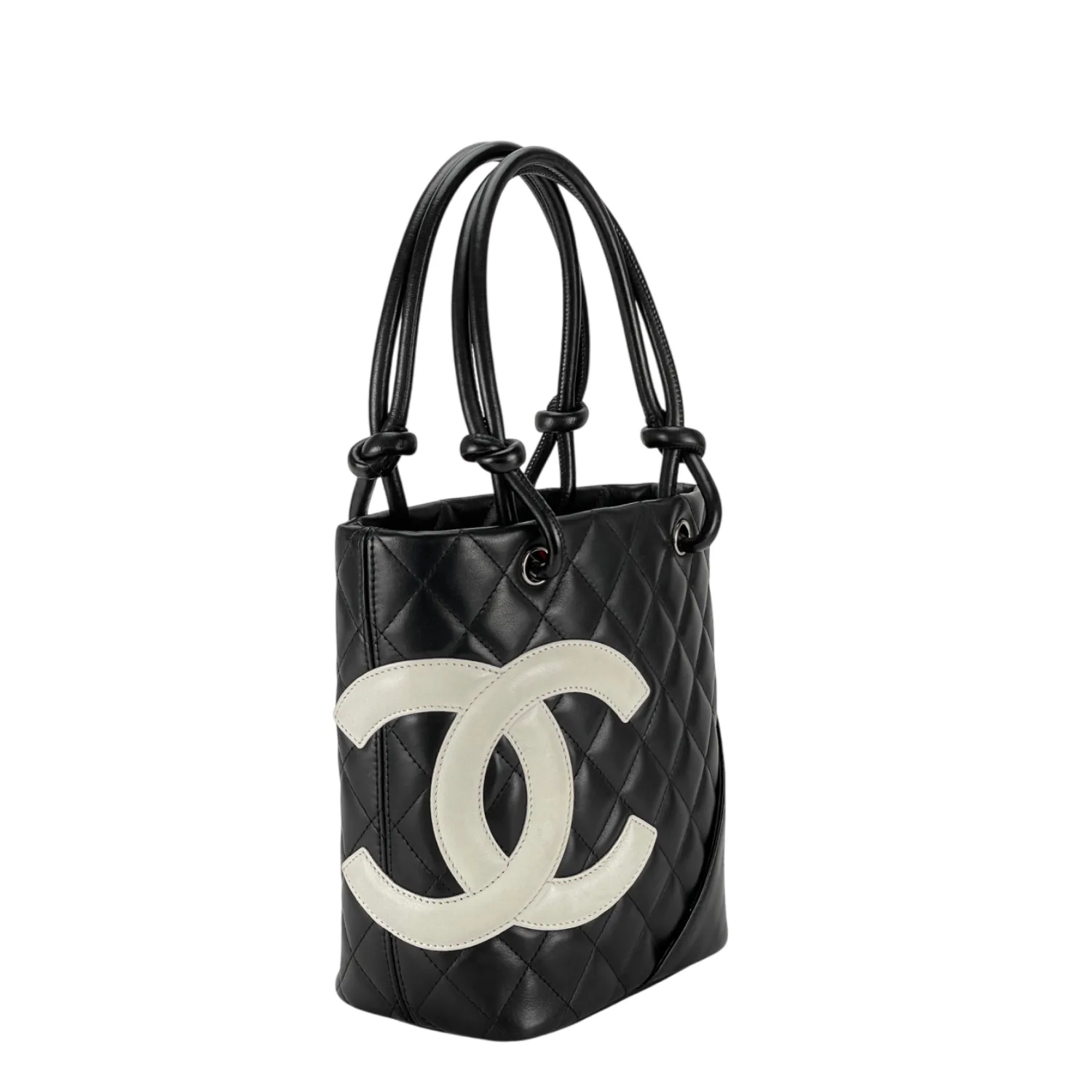 Chanel Cambon Ligne Small Bucket Bag / Black/ White Silver Hardware - Image 3