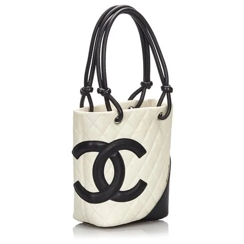 Chanel Cambon Ligne Small Bucket Bag / White Silver Hardware - Image 3
