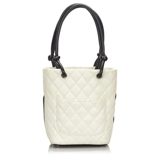 Chanel Cambon Ligne Small Bucket Bag / White Silver Hardware - Image 4