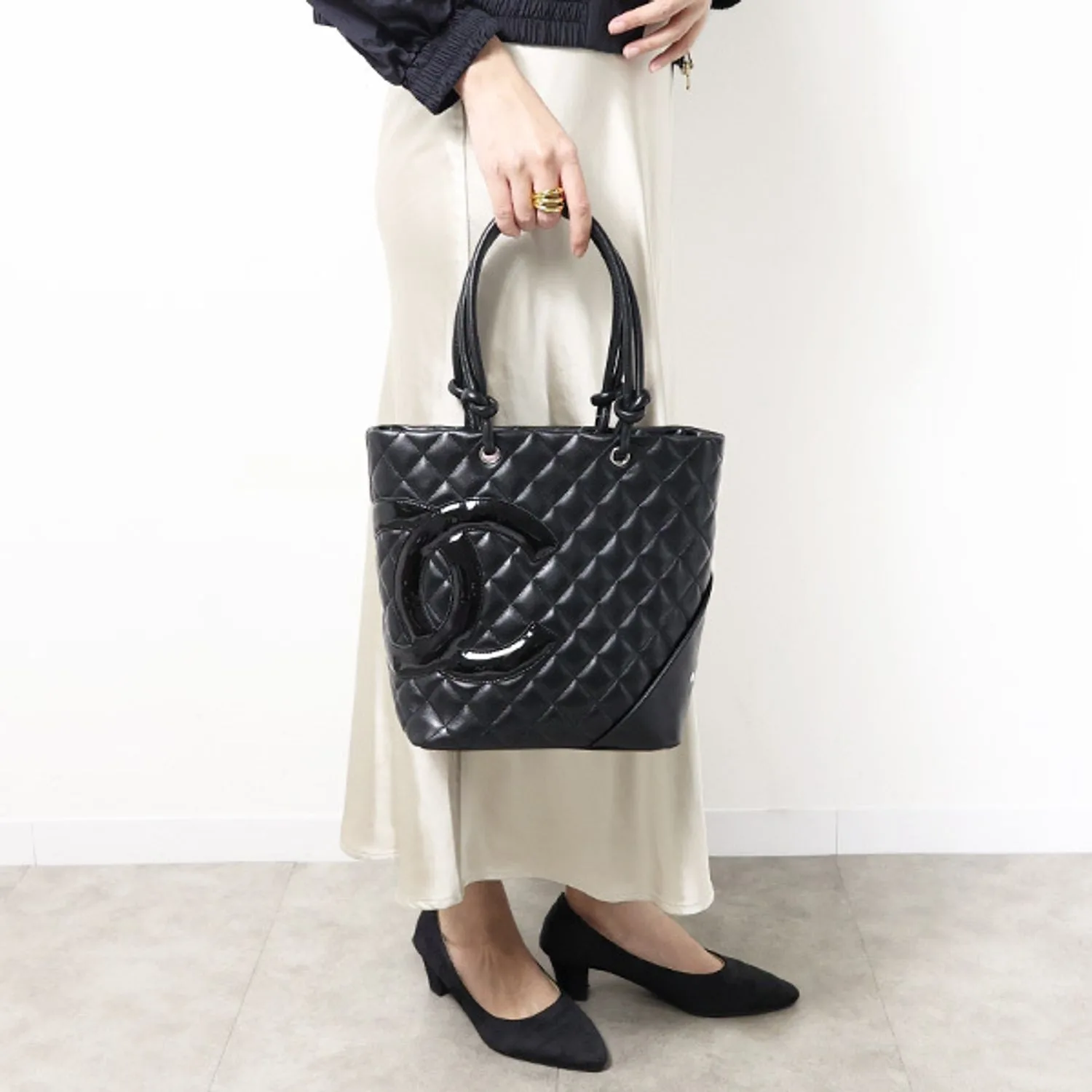 Alternative view of Chanel Cambon Ligne Medium Tote Bag / Black Silver Hardware