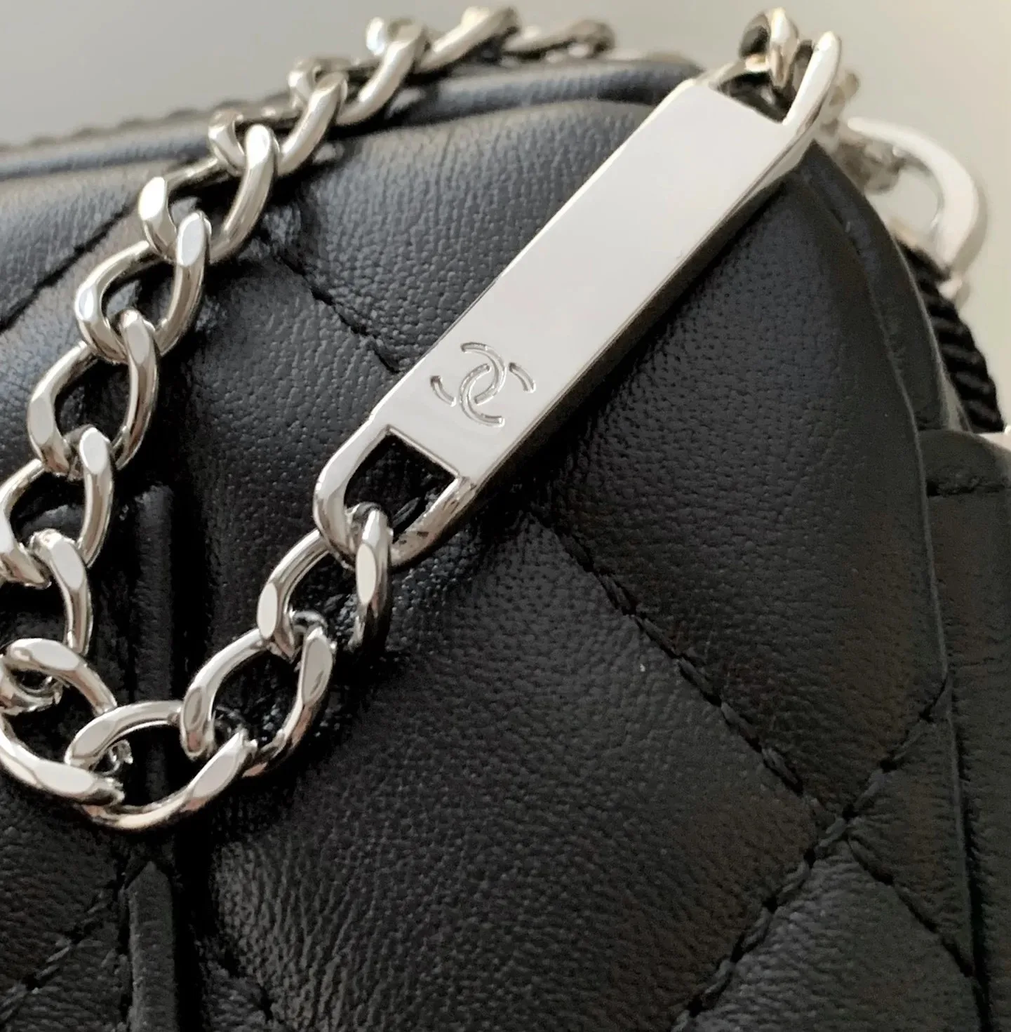 Chanel Cambon Pochette Shoulder Bag / Black/ White Silver Hardware - Image 8