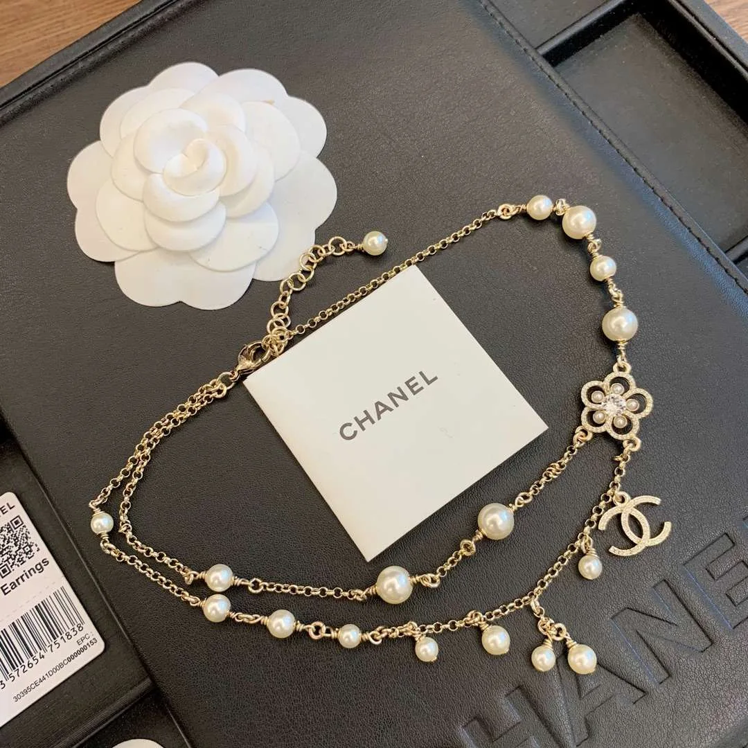 Alternative view of Chanel Camellia Pearl Necklace Gold