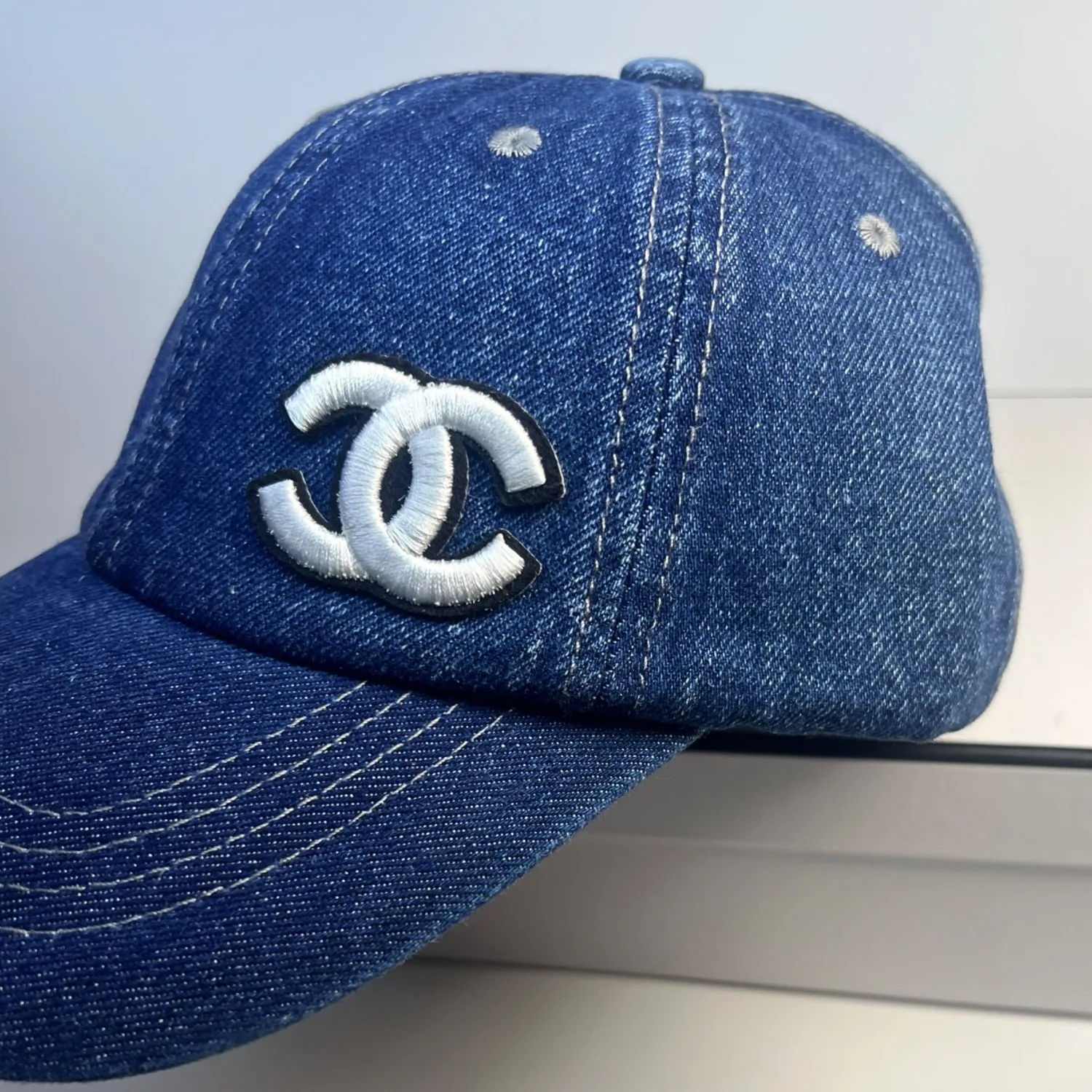 Alternative view of Chanel CC Logo Scarf And Beanie Set In Dark Grey
