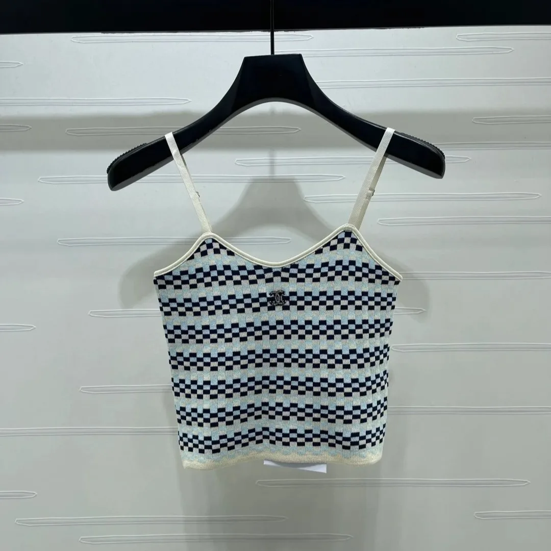 Alternative view of Chanel Checkered Intarsia Camisole Blue