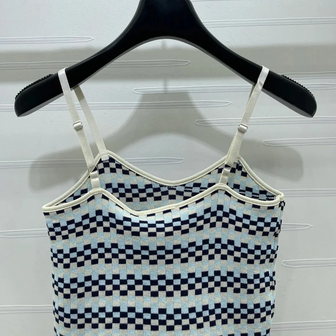 Chanel Checkered Intarsia Camisole Blue - Image 5