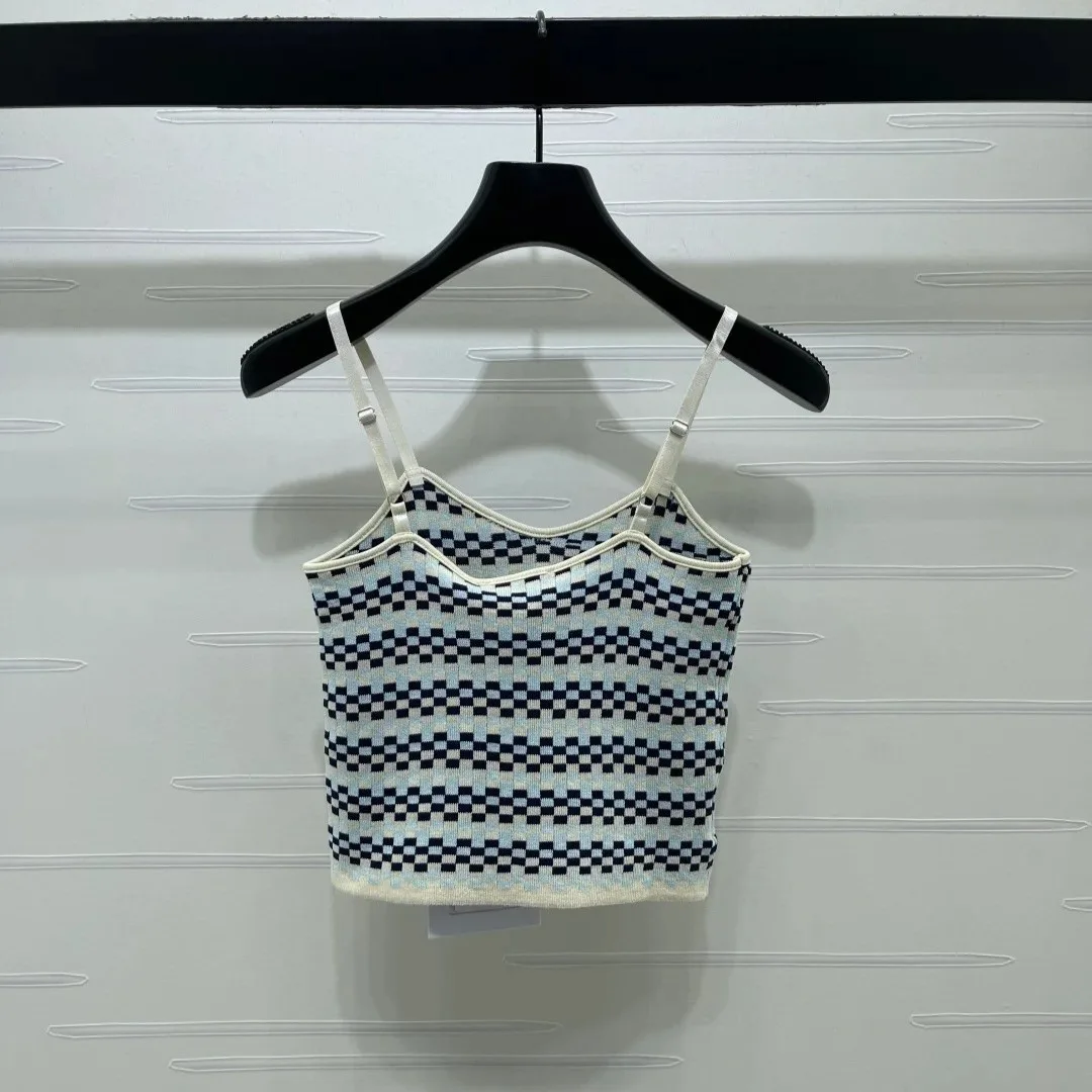Chanel Checkered Intarsia Camisole Blue - Image 4