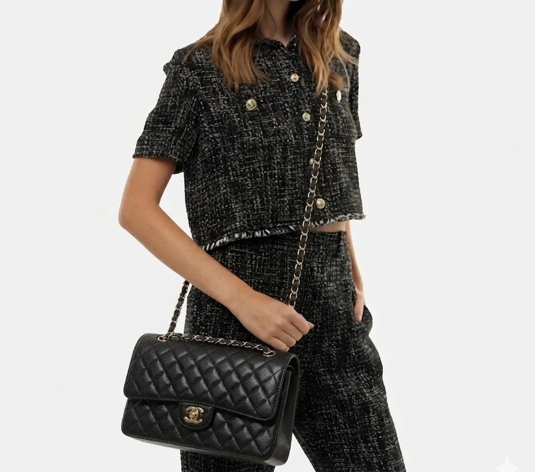 Alternative view of Chanel Classic Double Flap Bag Large Crossbody / Black Gold Hardware