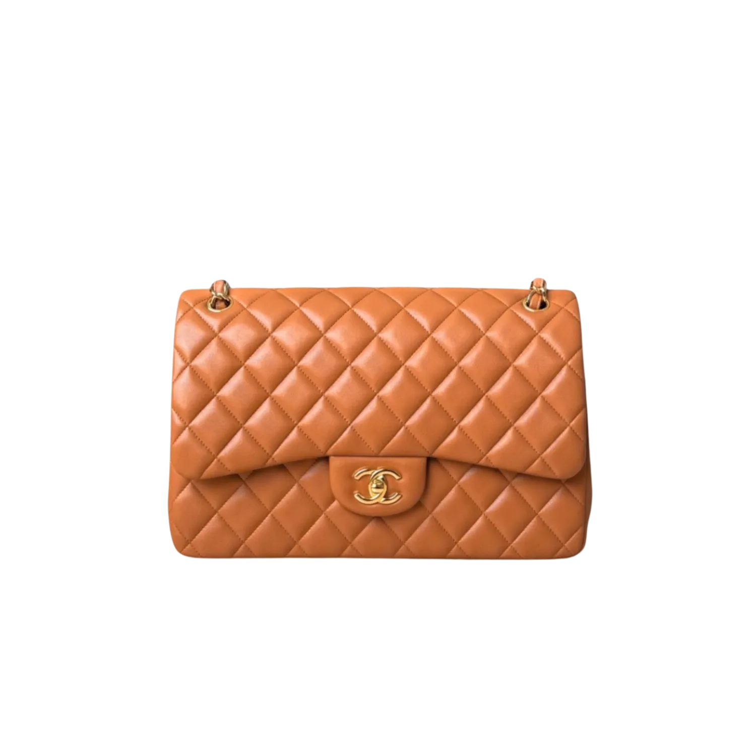 Chanel Classic Double Flap Bag Large Crossbody / Brown Gold Hardware
