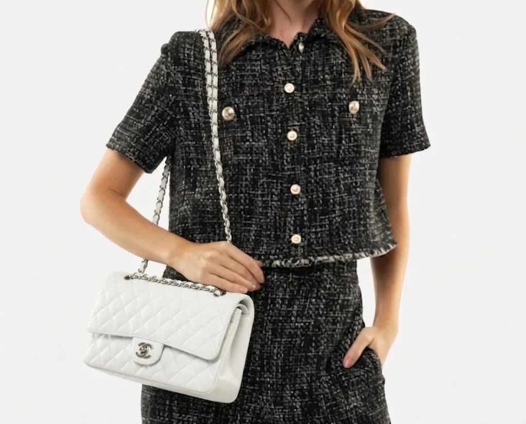 Alternative view of Chanel Classic Flap Bag Medium Crossbody / White Silver Hardware