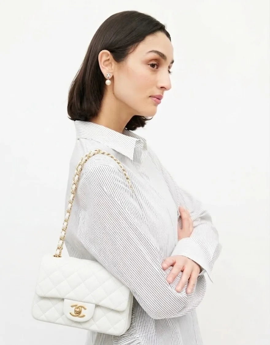 Alternative view of Chanel Classic Flap Bag Mini Crossbody / White Gold Hardware