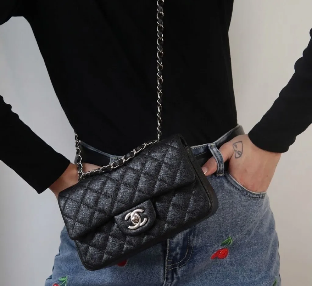 Alternative view of Chanel Classic Flap Bag Small Crossbody / Black Silver Hardware