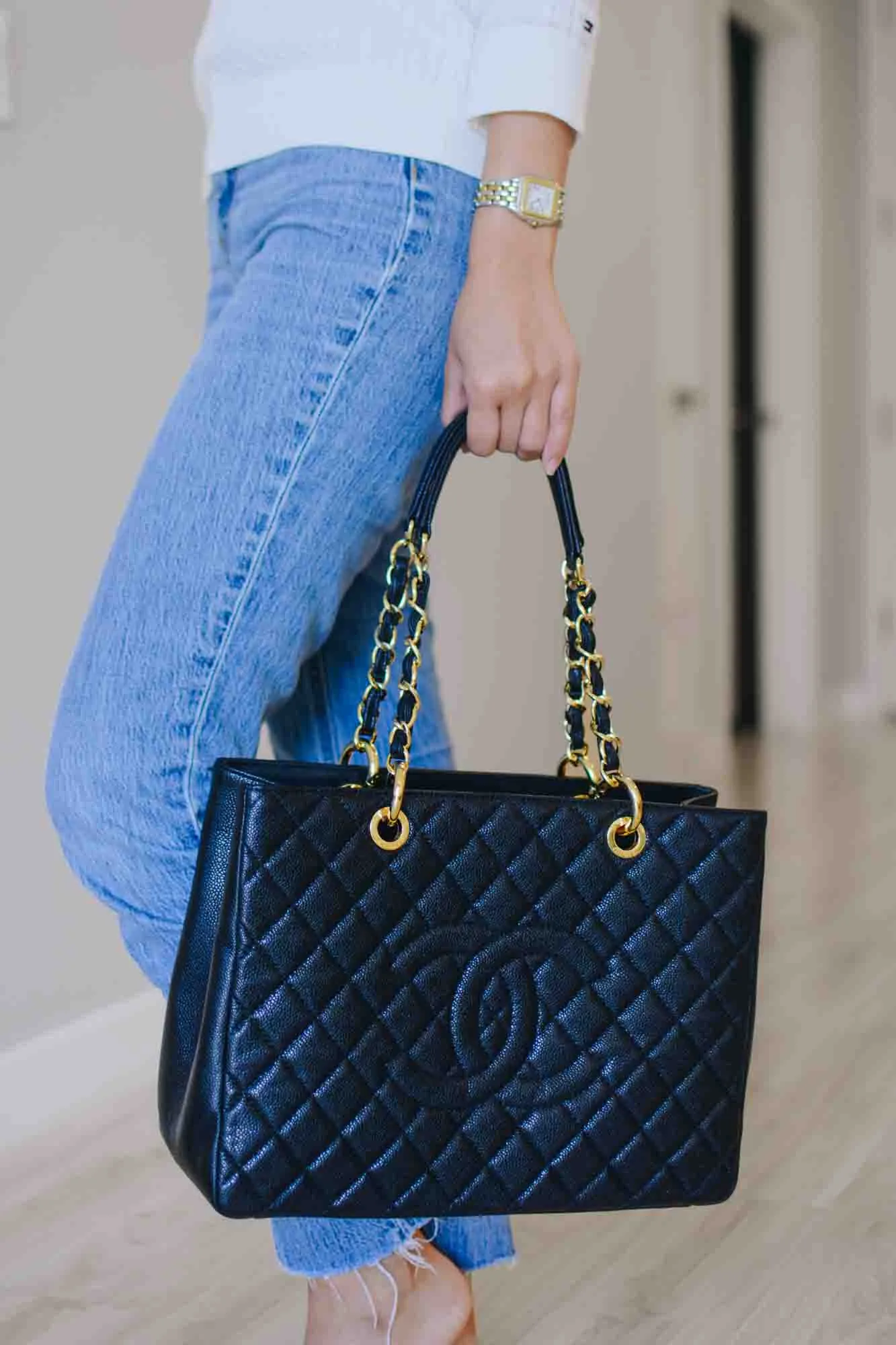 Alternative view of Chanel Classic Large Tote Bag / Black Gold Hardware