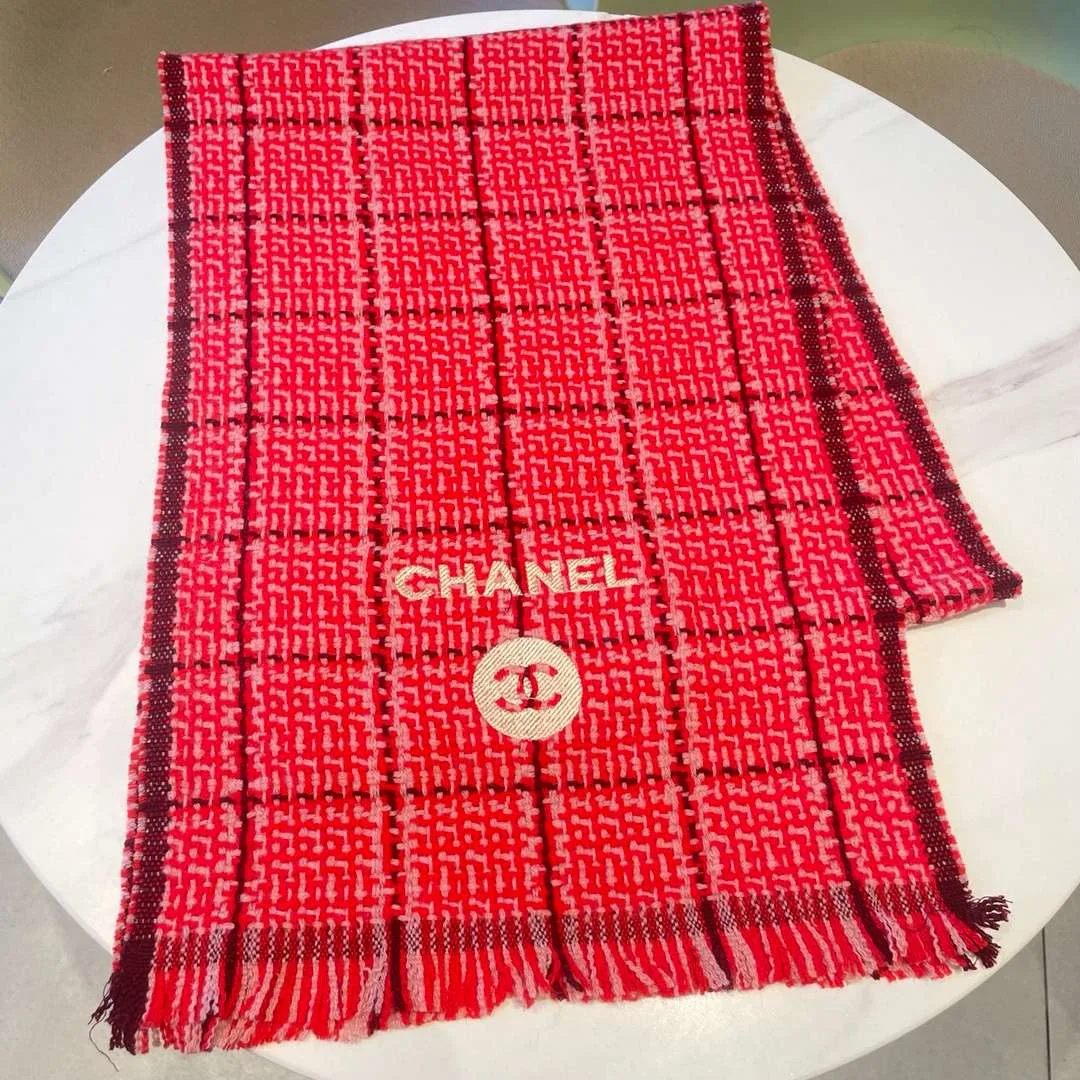 Chanel Classic Little Fragrance Pattern Scarf Red - Image 8