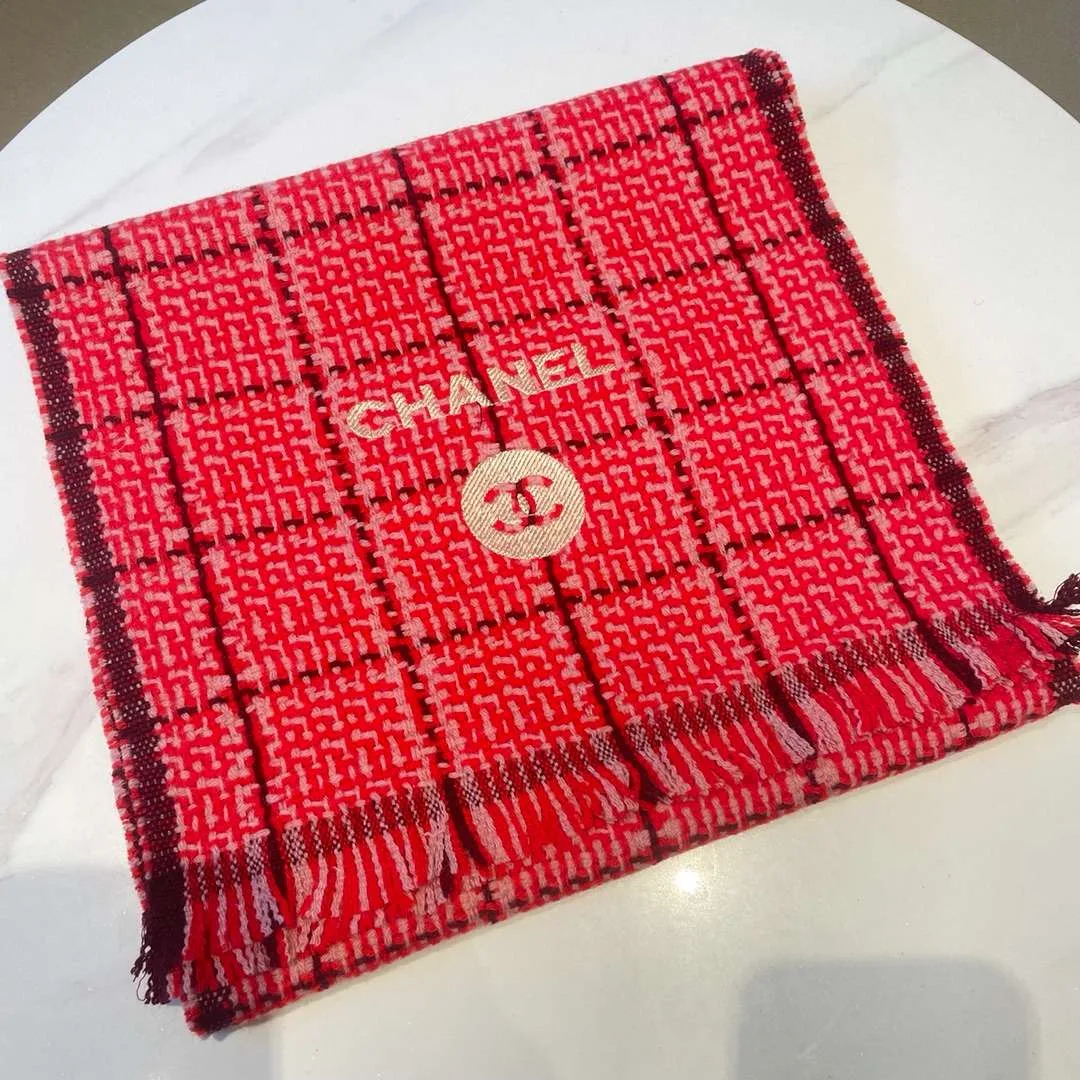 Chanel Classic Little Fragrance Pattern Scarf Red - Image 3