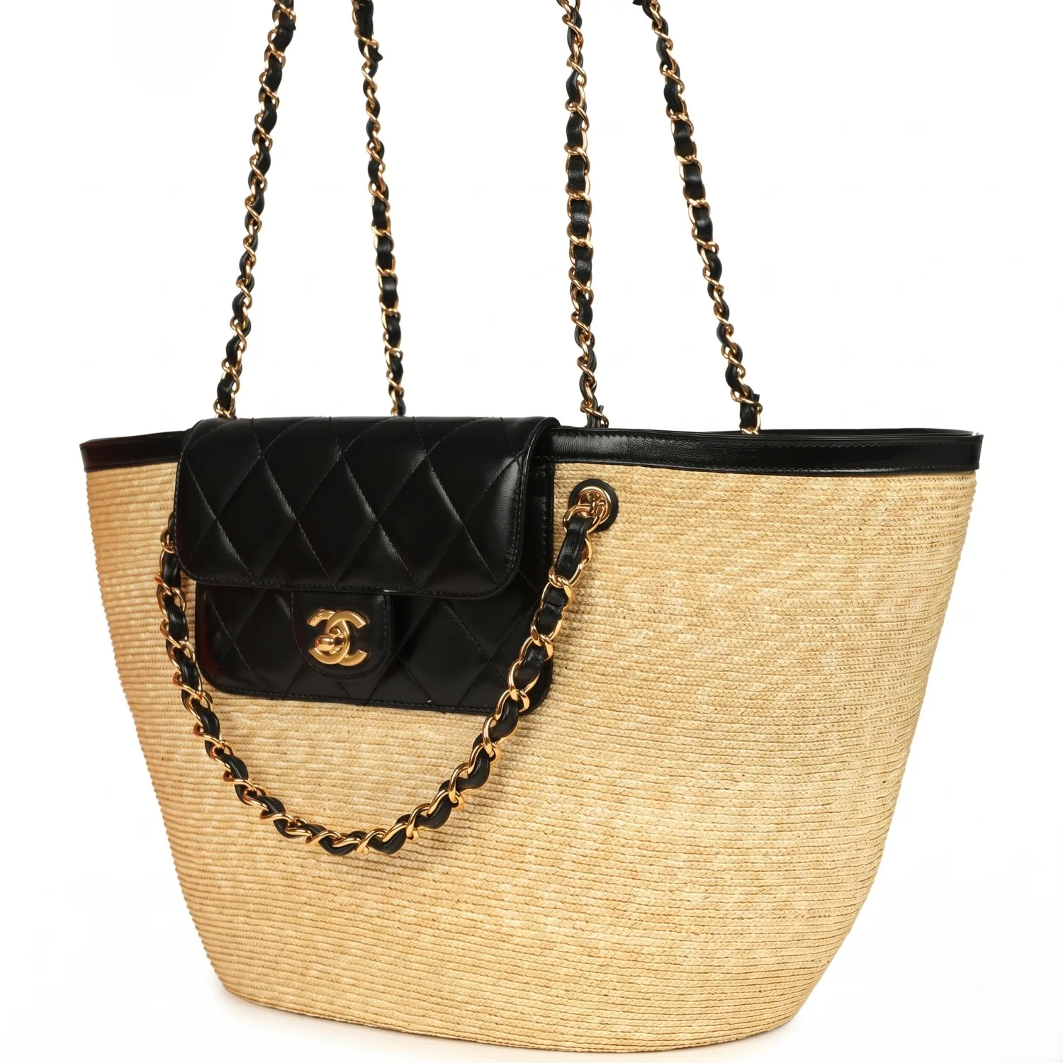 Chanel Coco Beach Large Shopping Tote Bag / Beige/ Black Gold Hardware - Image 3