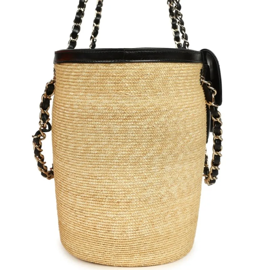 Chanel Coco Beach Large Shopping Tote Bag / Beige/ Black Gold Hardware - Image 4