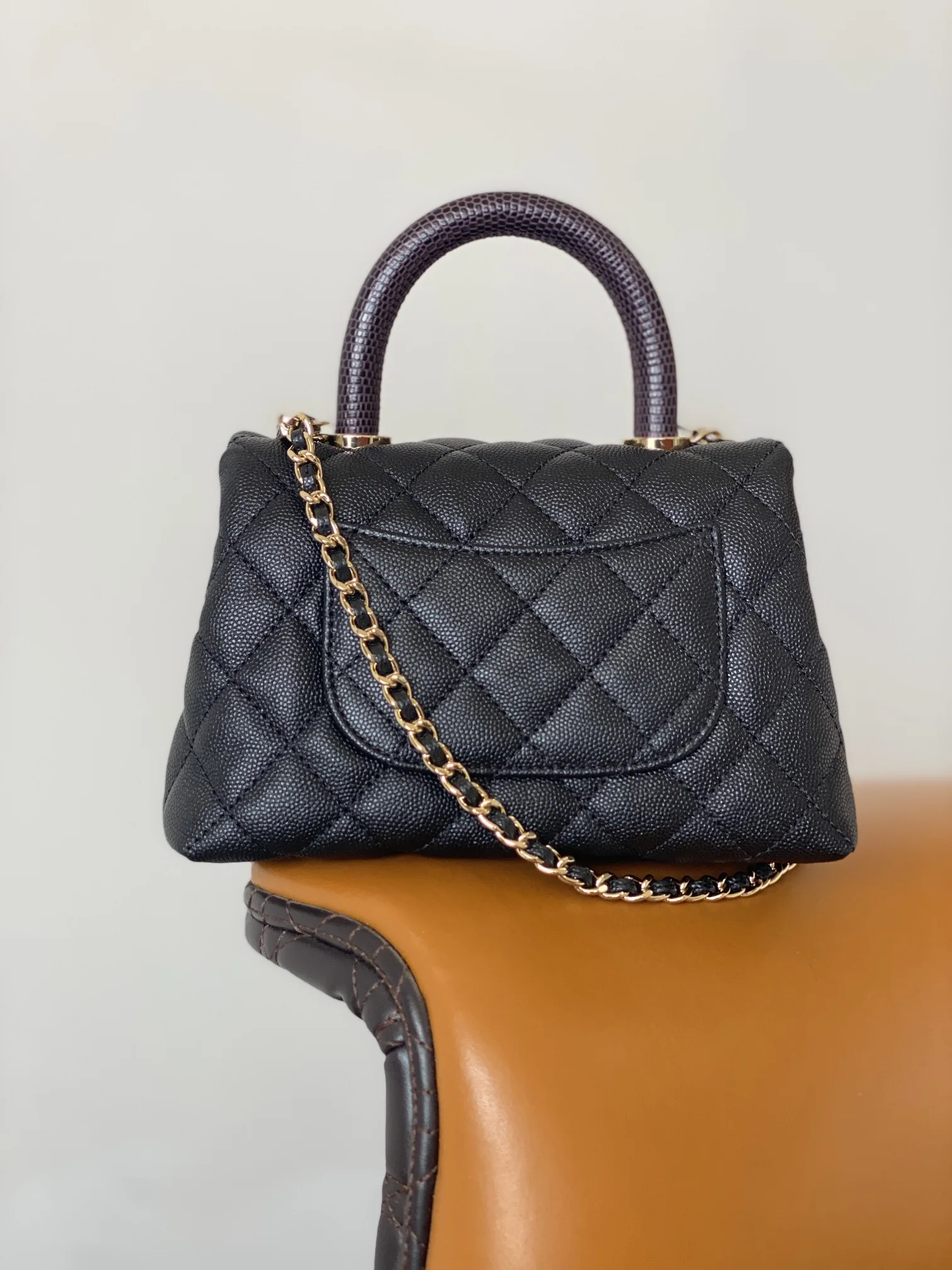 Chanel Coco Mini Bag Mini Top Handle Bag / Black Gold Hardware - Image 6