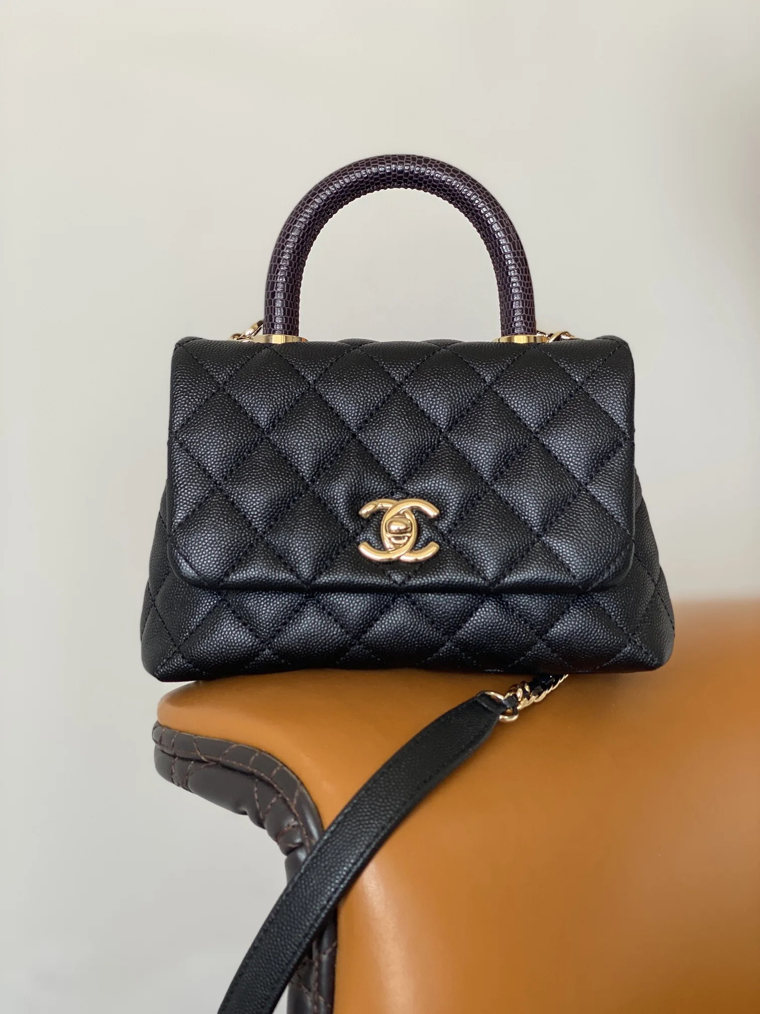Chanel Coco Mini Bag Mini Top Handle Bag / Black Gold Hardware - Image 5