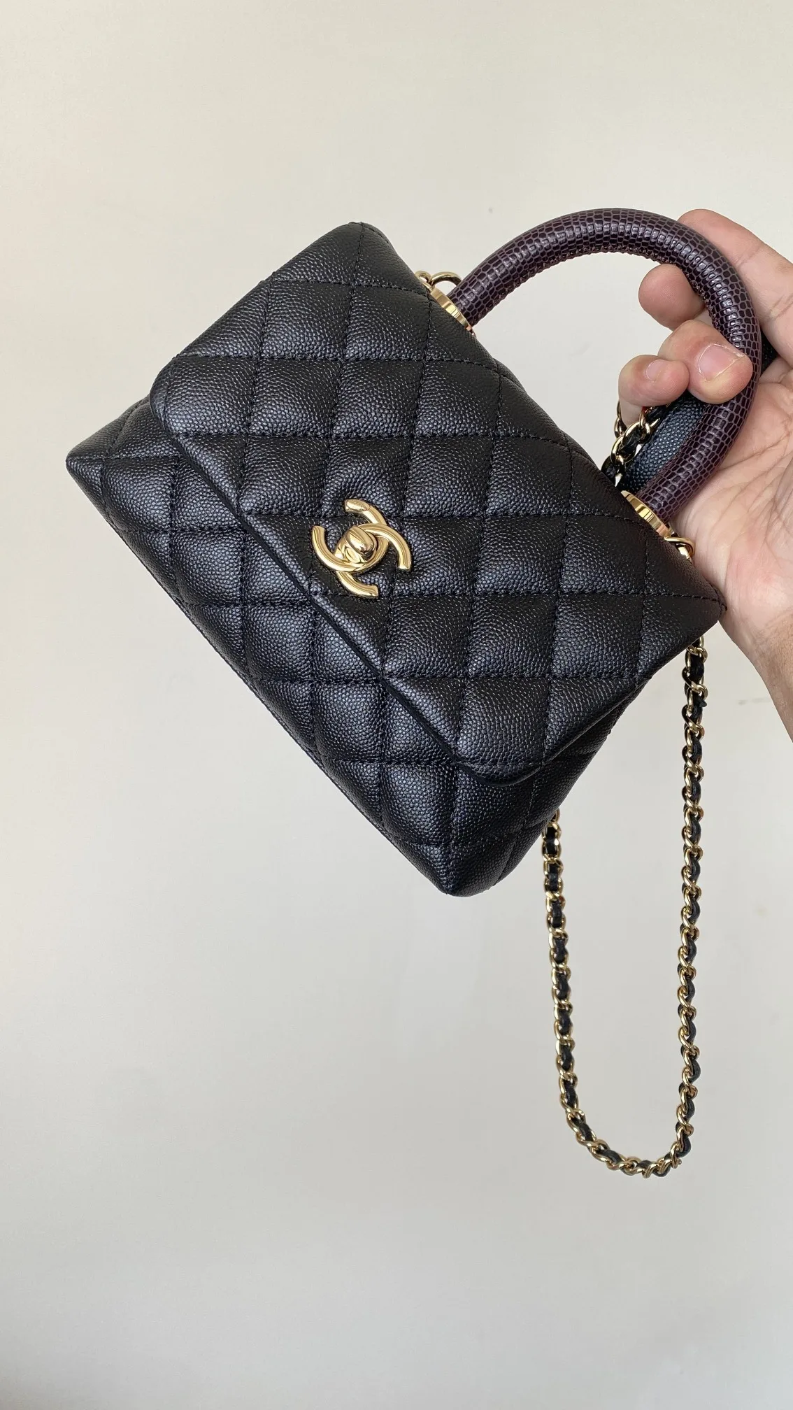 Chanel Coco Mini Bag Mini Top Handle Bag / Black Gold Hardware - Image 4